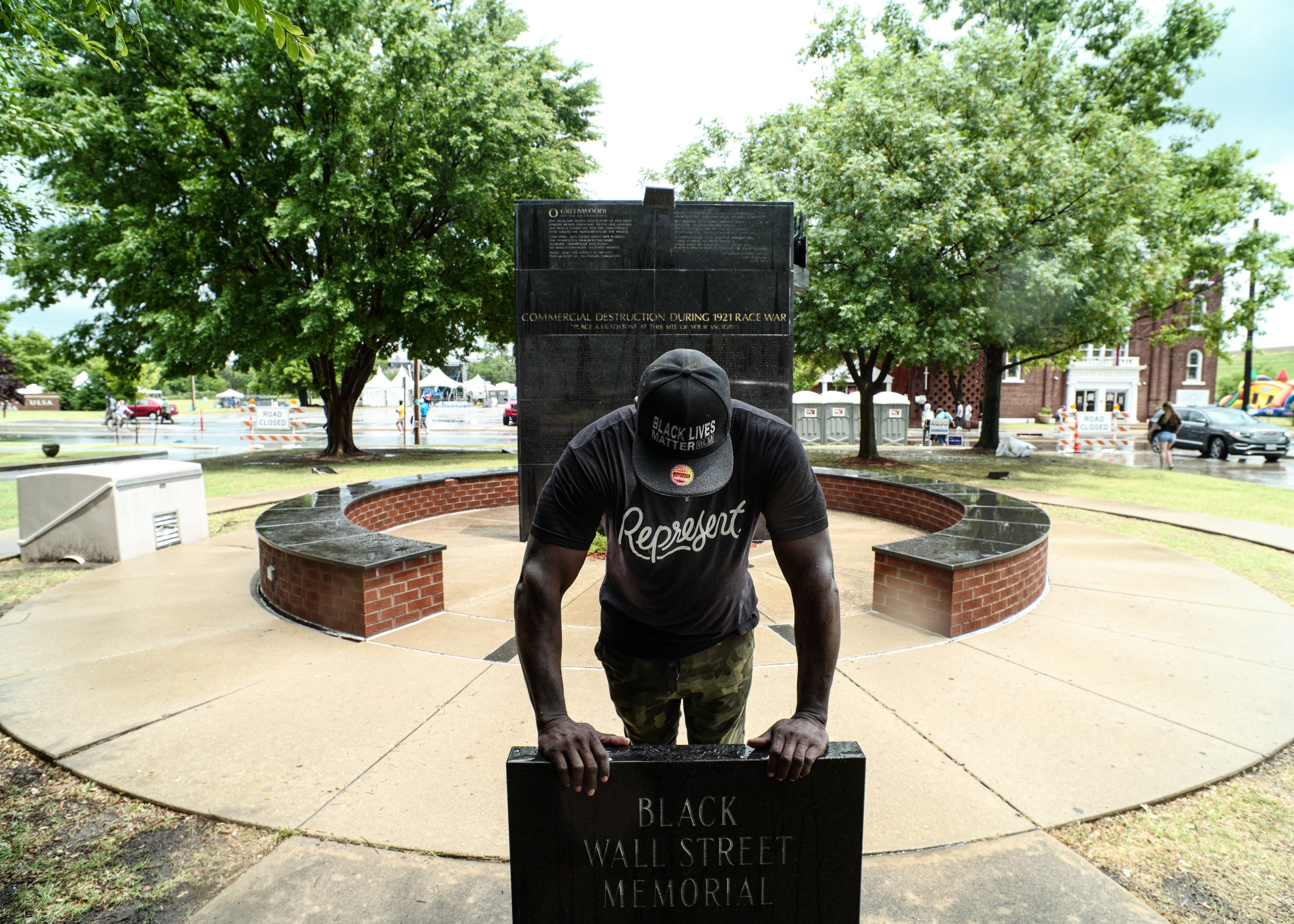 A memorial to Black Wall Street in Tulsa, Okla., on June 19, Juneteenth, a day before Trump’s rally (Ruddy Roye for TIME)