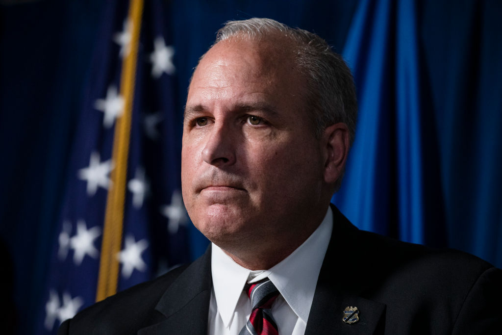 U.S. Customs and Border Protection Commissioner Mark Morgan speaks during a press conference on the actions taken by Customs and Border Protection and Homeland Security agents in Portland during continued protests at the US Customs and Border Patrol headquarters in Washington, DC, on July 21, 2020. (Samuel Corum—Getty Images)