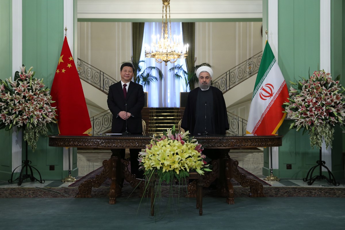 President of China Xi Jinping and President of Iran Hassan Rouhani make statements after signing of partnership agreement between Iran and China at Sadabad Complex in Tehran, Iran on January 23, 2016. (Anadolu Agency/Getty Images)