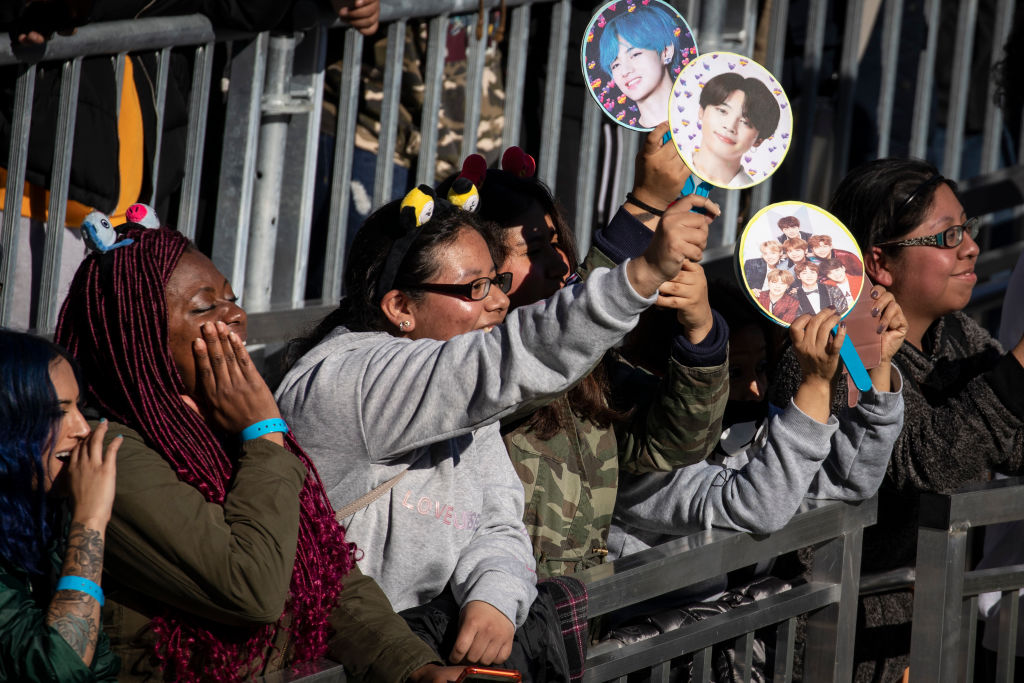 Fans cheer as K-Pop group BTS performs in Central Park, May 15, 2019 in New York City. Fans waited in line for days to see the group perform as part of ABC's 'Good Morning America' summer concert series. (Drew Angerer––Getty Images)