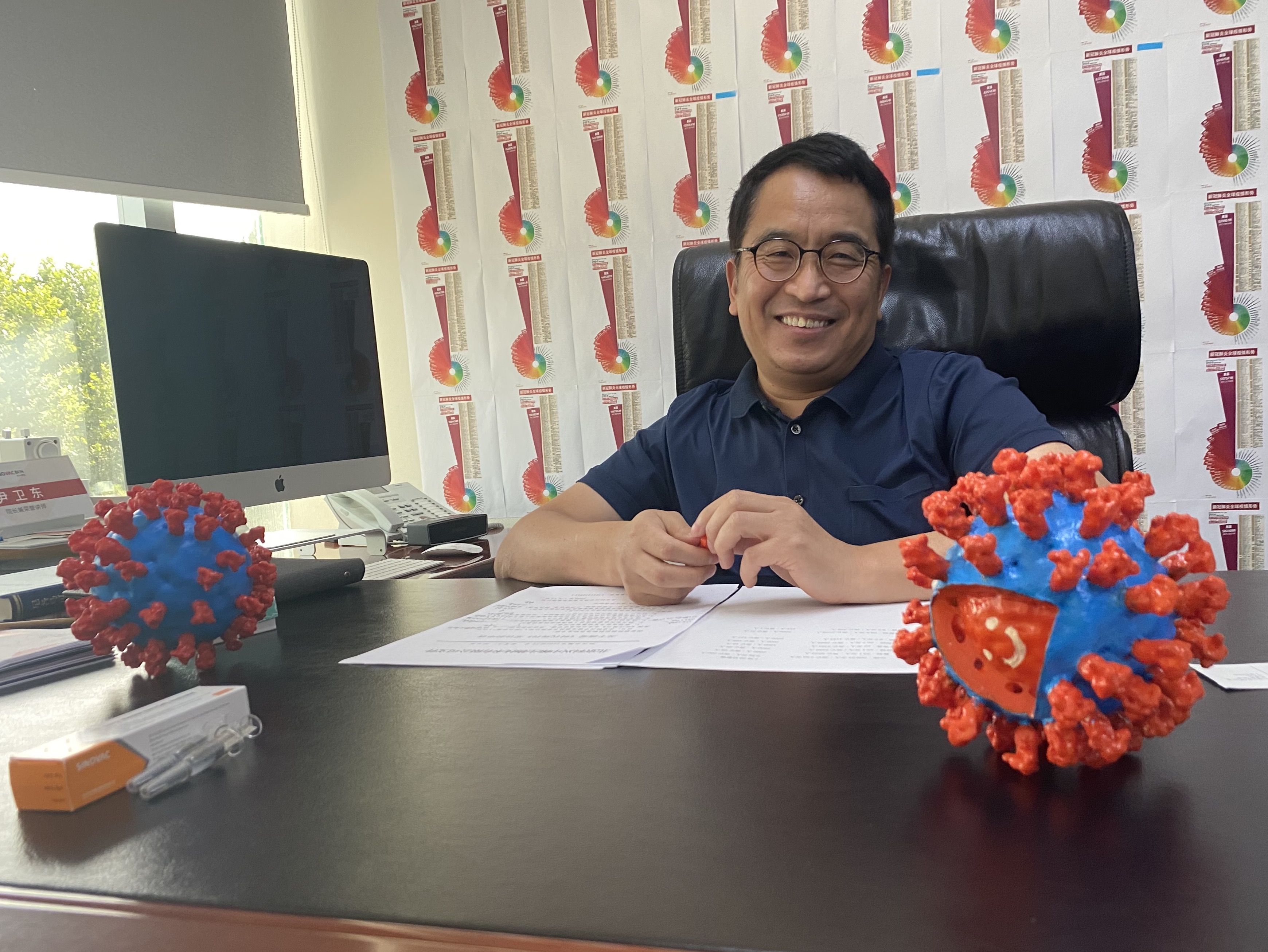 SinoVac CEO Yin Weidong in his Beijing office on Tuesday, July 21, 2020. (Charlie Campbell)