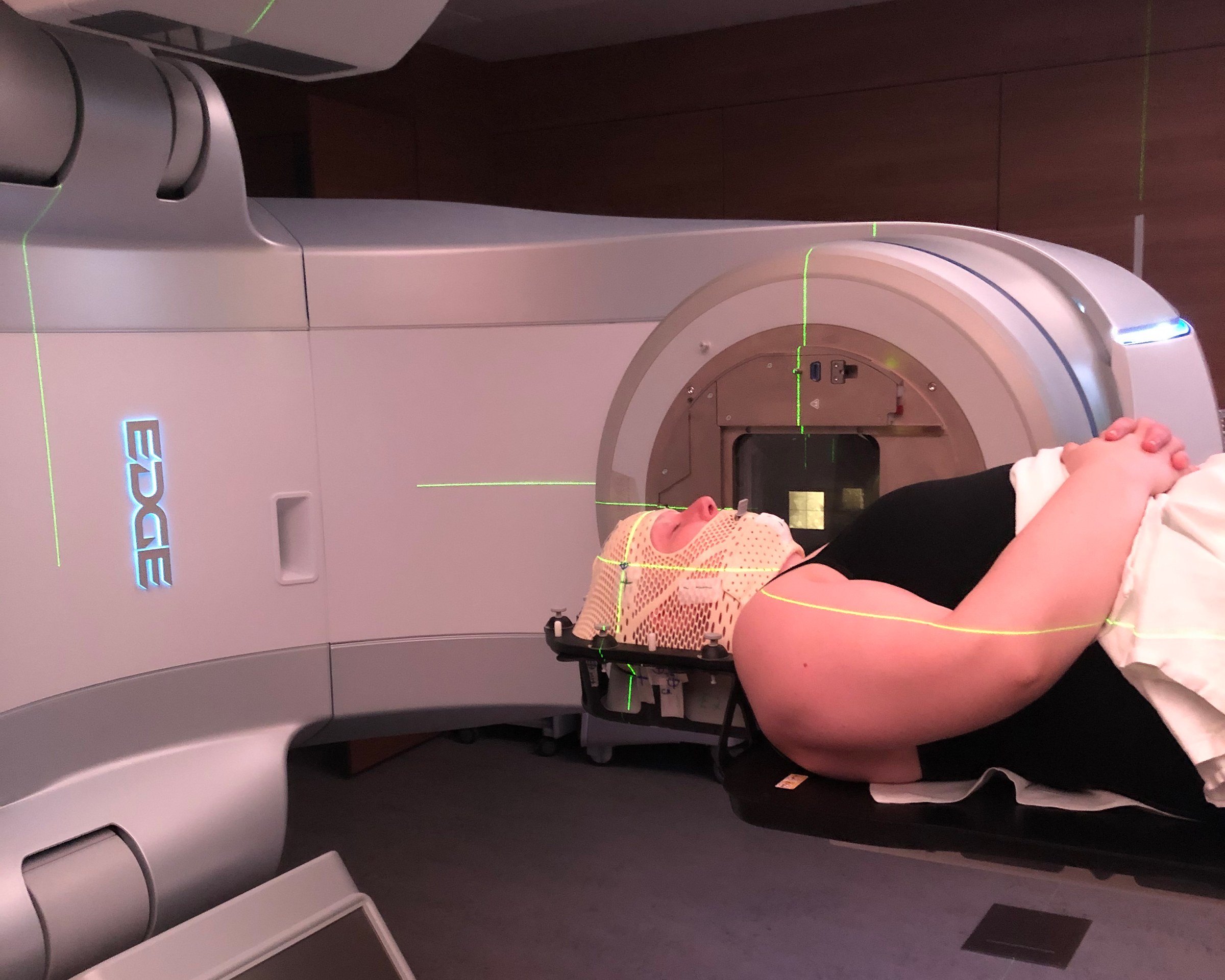 Geib undergoing radiation therapy in July 2020 to treat cancer that has spread to her brain (Courtesy Tori Geib)