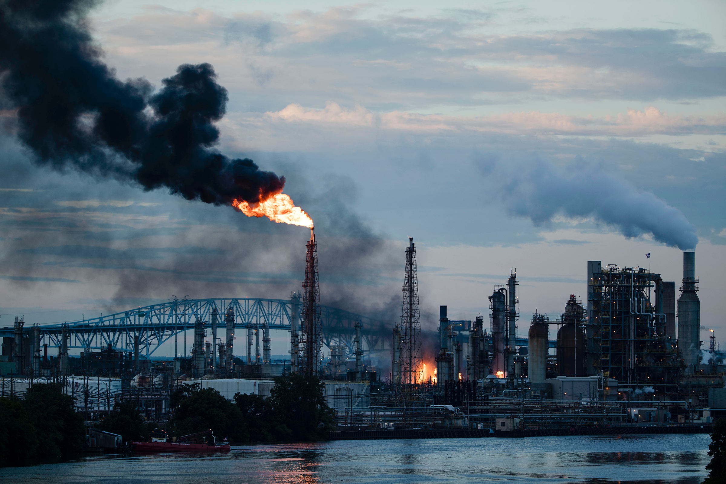 The Philadelphia Energy Solutions Refining Complex after catching fire on June 21, 2019