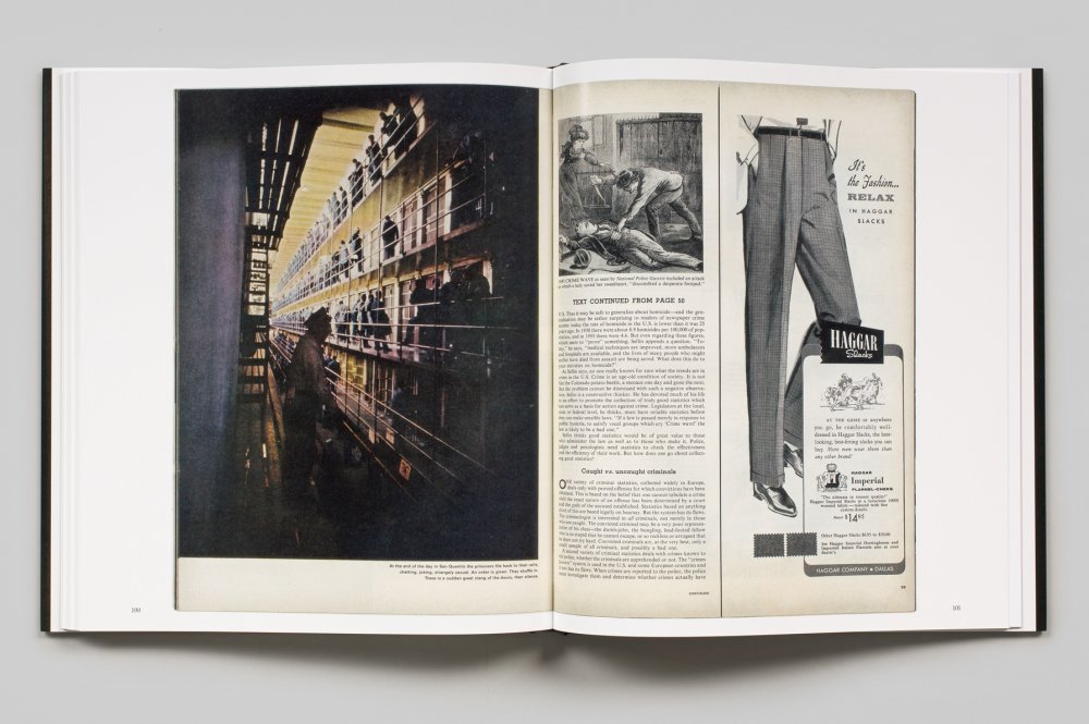 Interior of Gordon Parks: The Atmosphere of Crime showing the original layouts as it appeared in LIFE magazine.