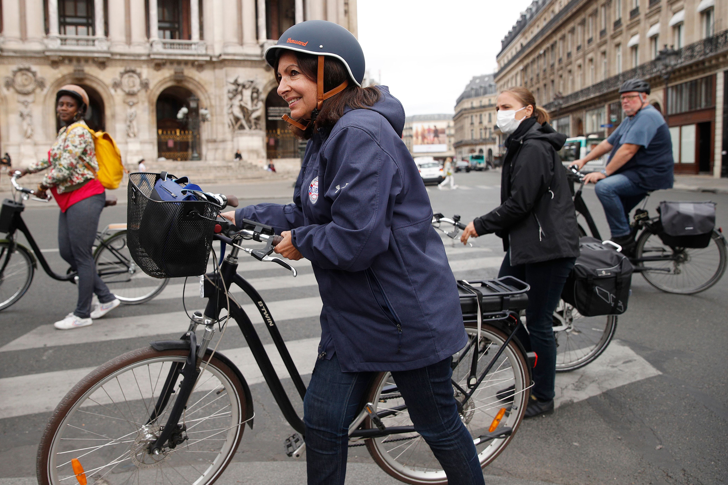 Hidalgo says she wants Paris to rank alongside Amsterdam and Copenhagen as havens for cyclists (Yoan Valat—EPA-EFE/Shutterstock)
