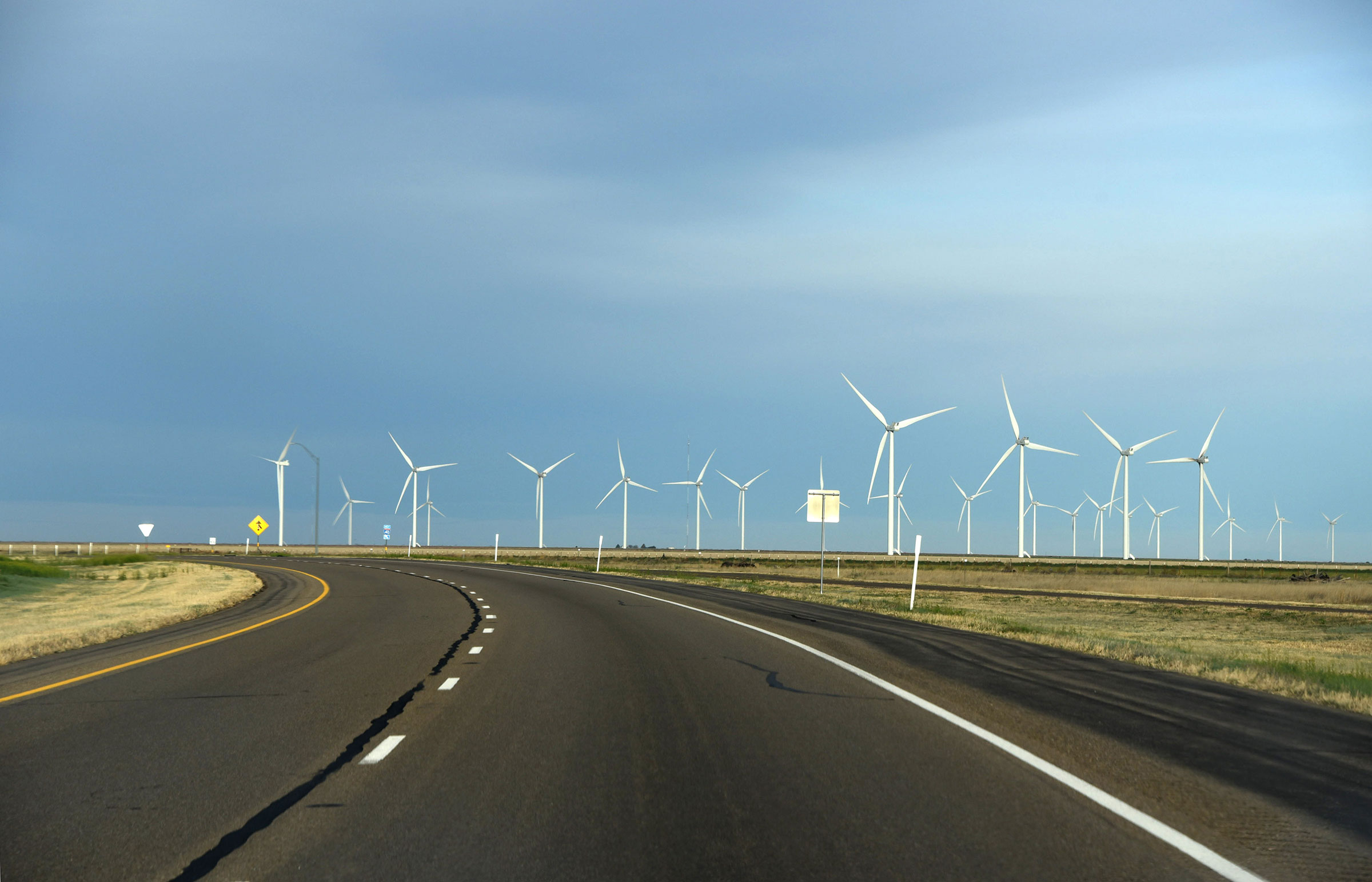 A wind farm in Adrian, TX on April 2, 2019. (Paul Harris—Getty Images)