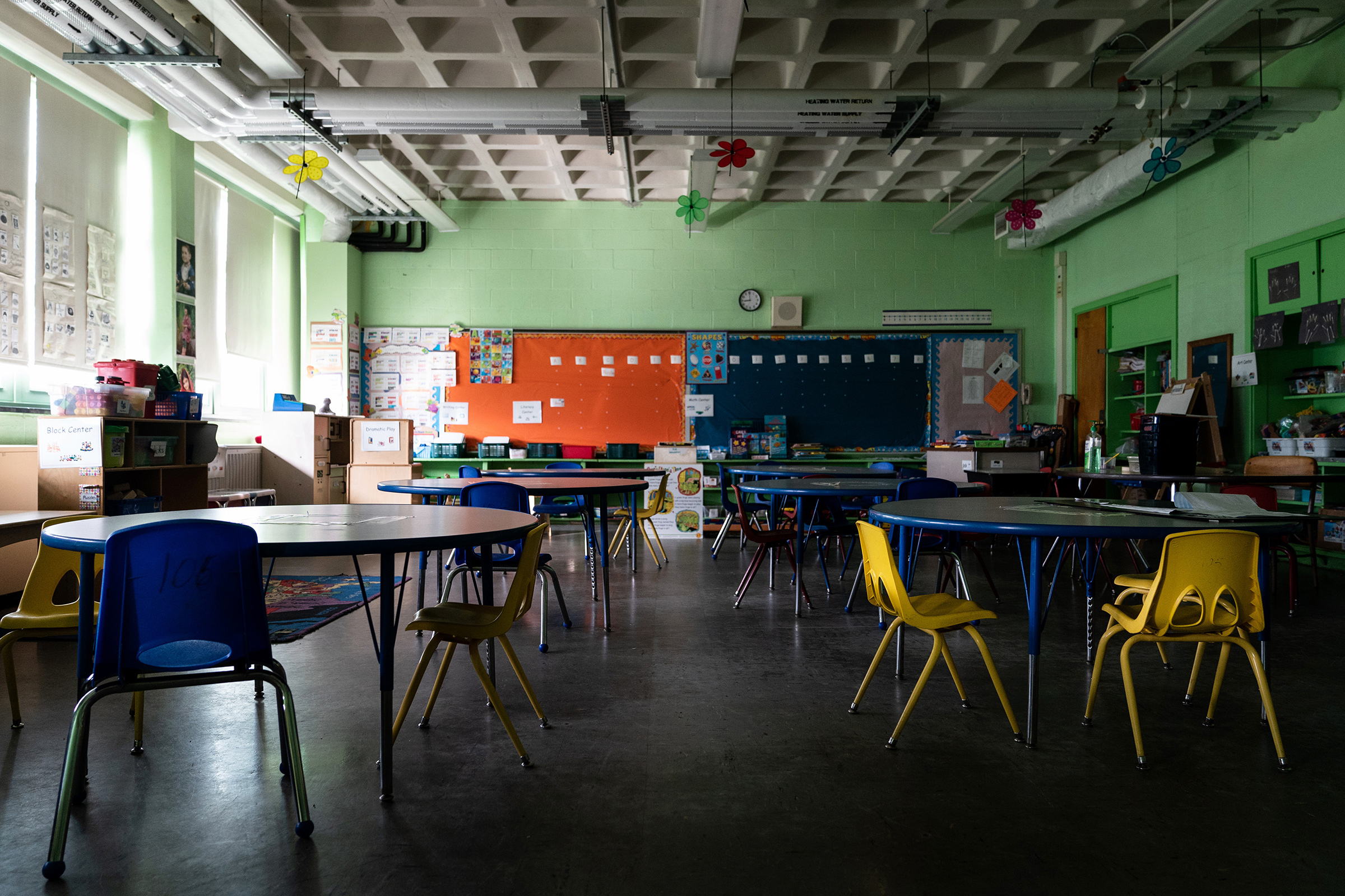 An empty classroom at Sinclair Lane Elementary School in Baltimore (Erin Schaff—The New York Times/Redux)