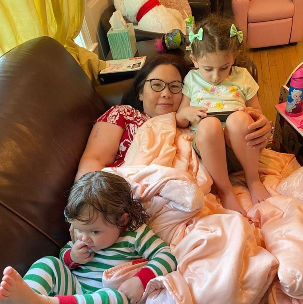 Senator Duckworth posted this picture on her Instagram feed with the caption, "Payoff for all the homeschooling, trying to work from home w/screaming babies &amp; general chaos of quarantine". (Courtesy of Senator Tammy Duckworth)