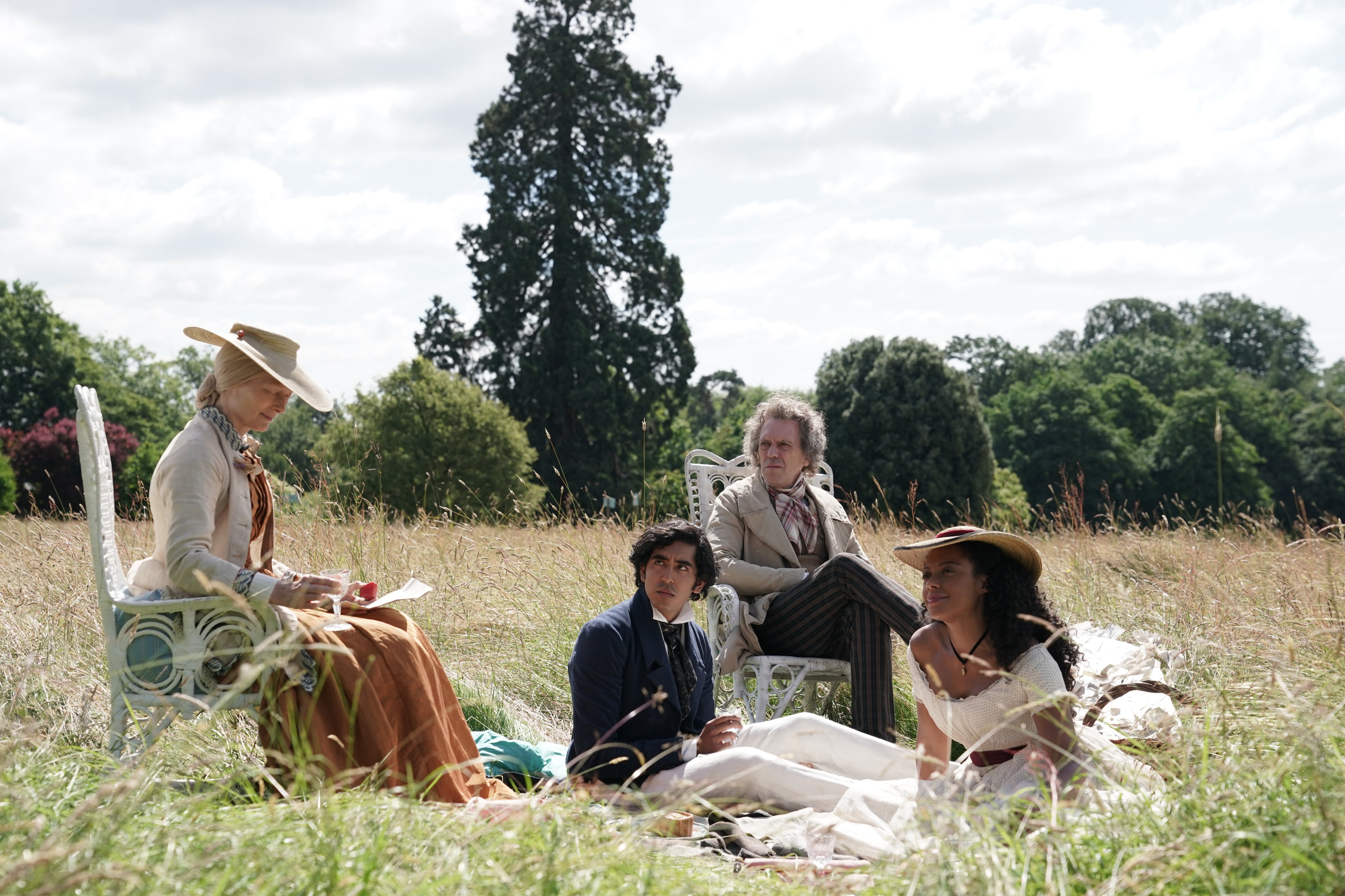 Tilda Swinton, Dev Patel, Hugh Laurie and Rosalind Eleazar in 'The Personal History of David Copperfield' (Dean Rogers. © 2020 20th Century Studios All Rights Reserved)