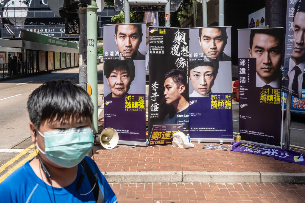 A view of posters of candidates in democratic primary elections in Hong Kong on July 12, 2020 (Willie Siau/SOPA Images/LightRocket via Getty Images)