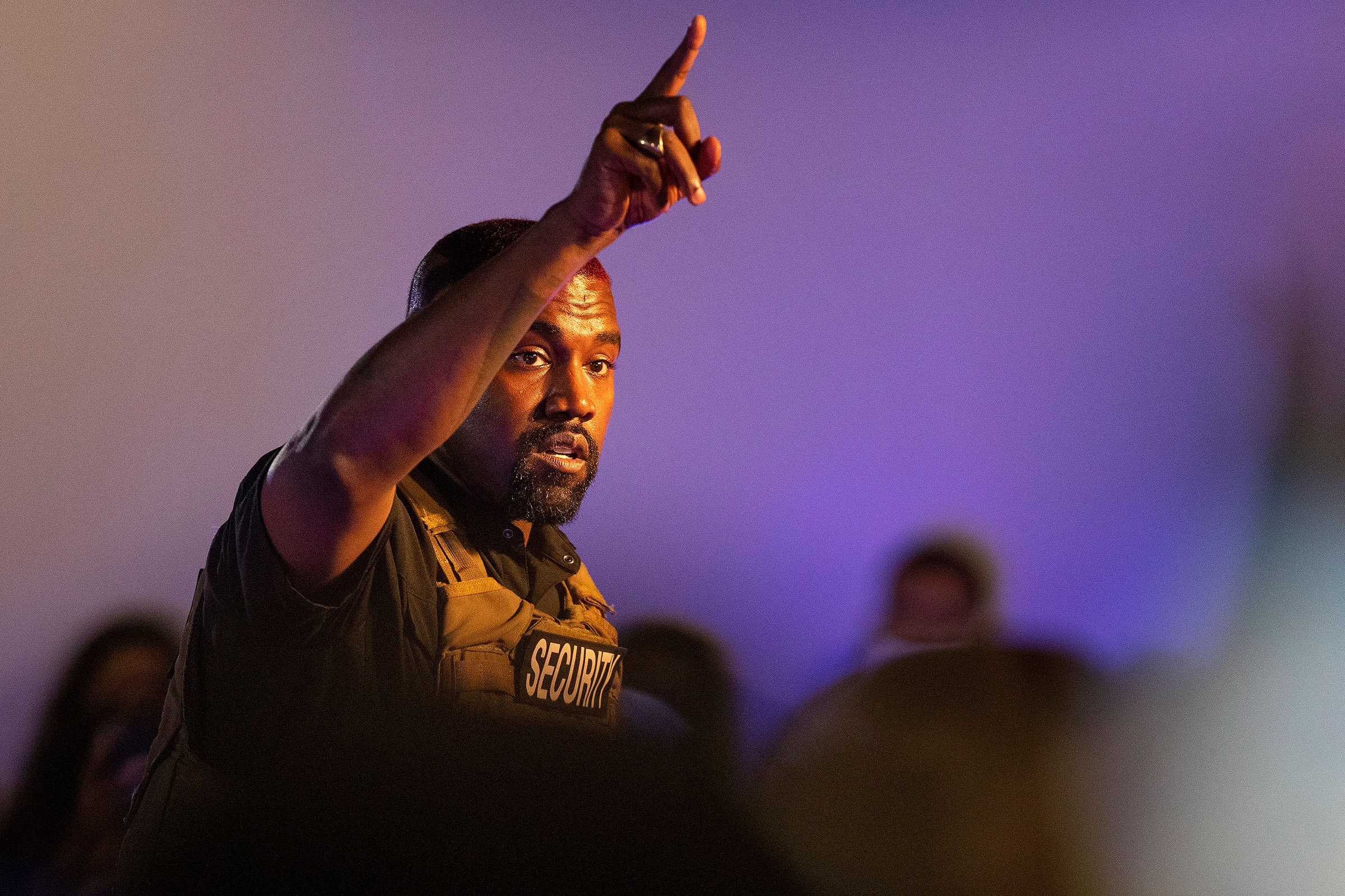 Kanye West makes his first presidential campaign appearance, in North Charleston, S.C. on July 19, 2020. (Lauren Petracca—The Post And Courier/AP)