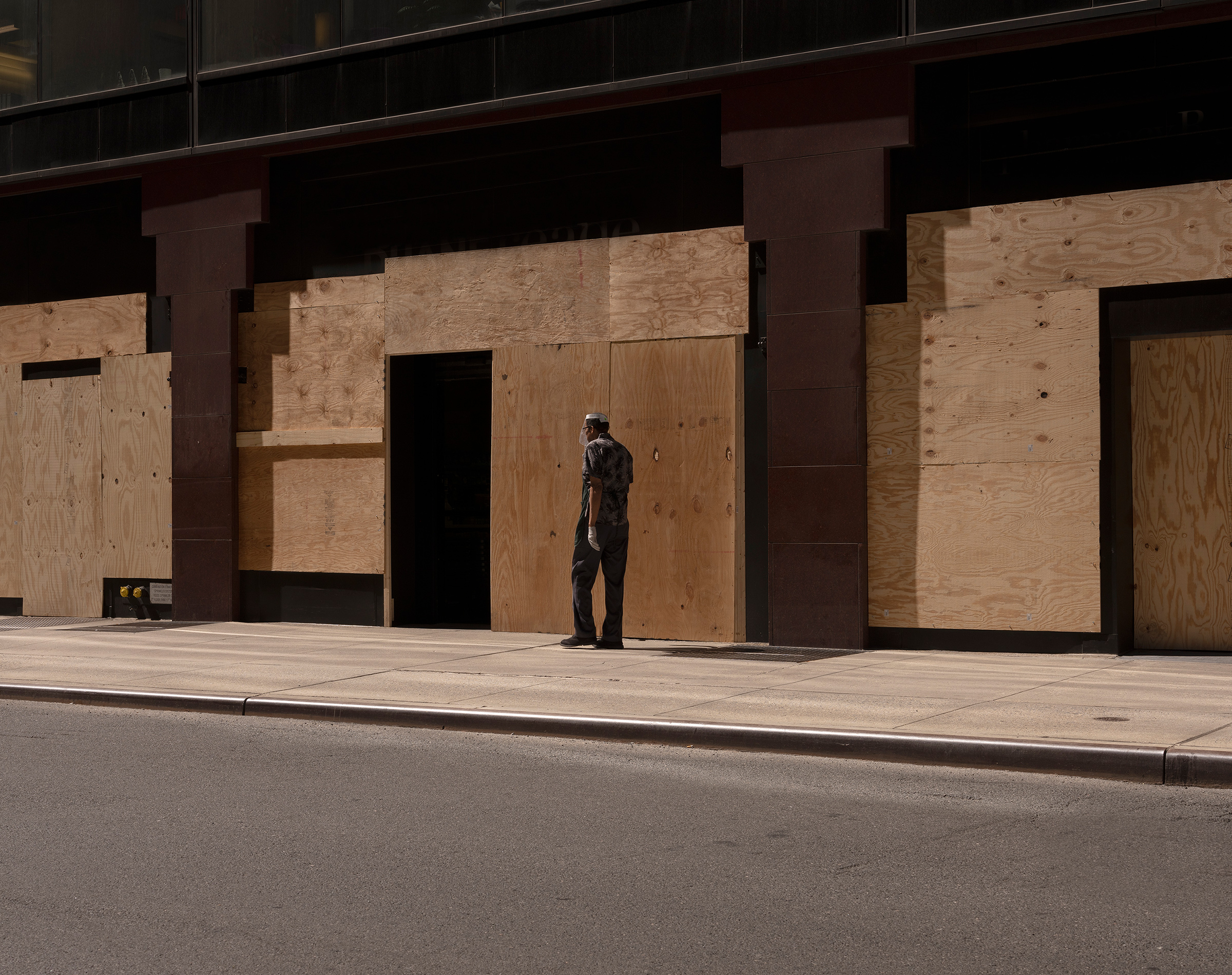 Businesses remain boarded up in mid-Manhattan, with U.S. unemployment at 11.1% in June (Elizabeth Bick)