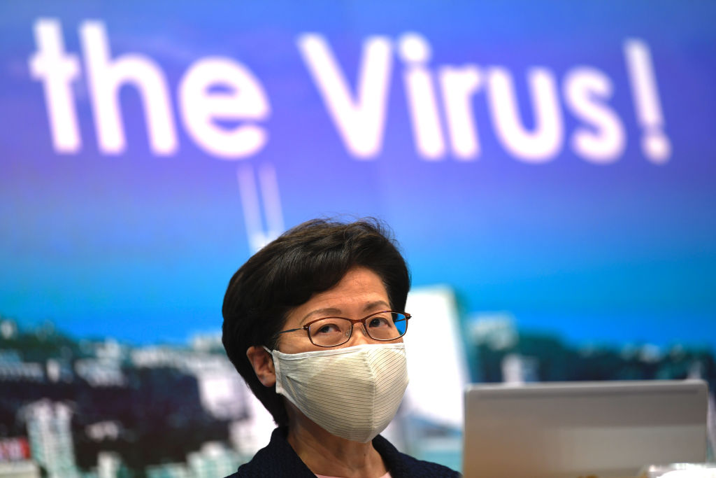 Hong Kong Chief Executive Carrie Lam is seen during a press conference on July 31, 2020. (Vernon Yuen—NurPhoto/Getty Images)