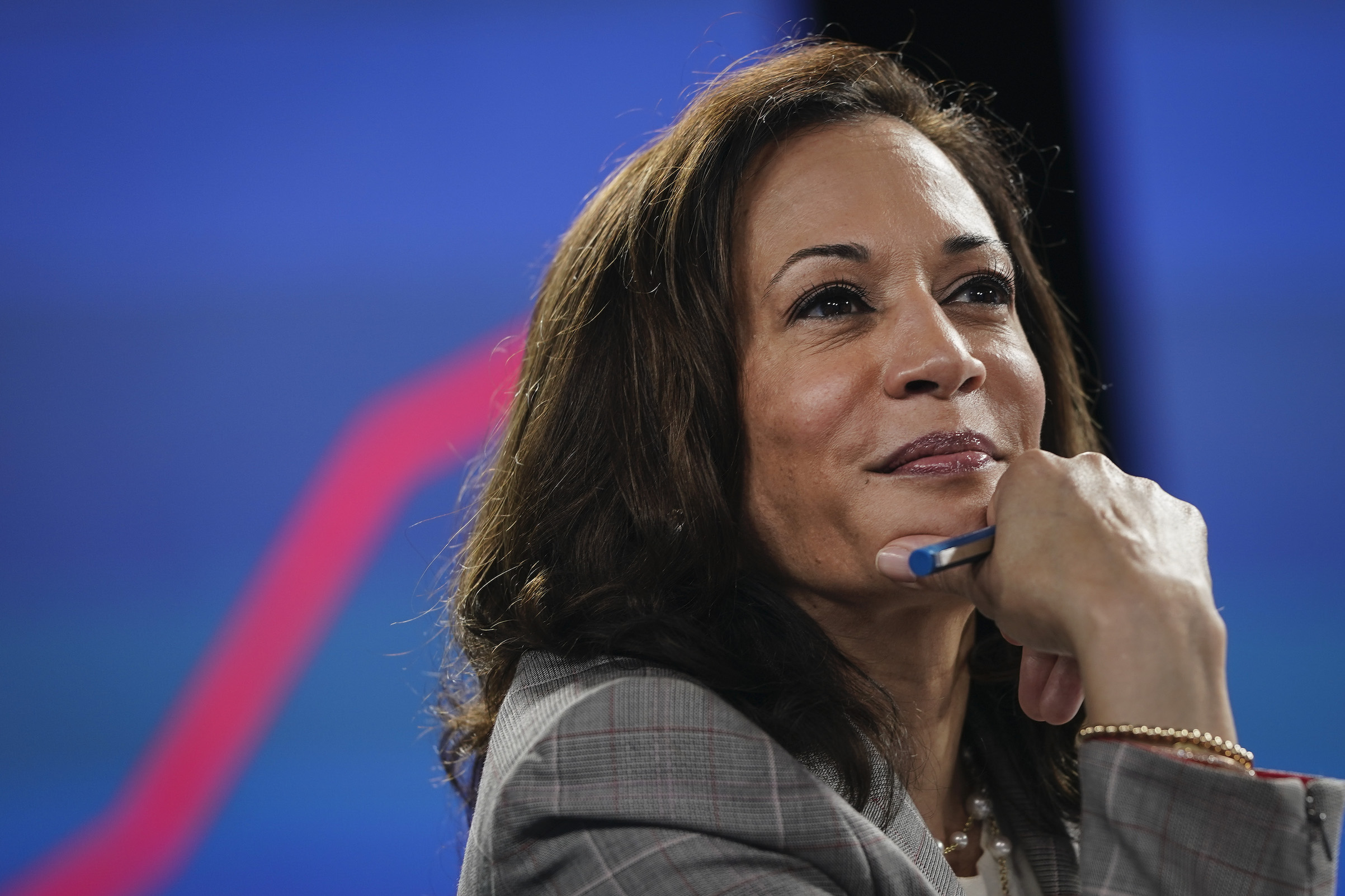 Sen. Kamala Harris (D-CA), running mate of Democratic presidential nominee and former Vice President Joe Biden, attends a coronavirus briefing on Aug. 13, 2020 in Wilmington, Del. (Getty Images)