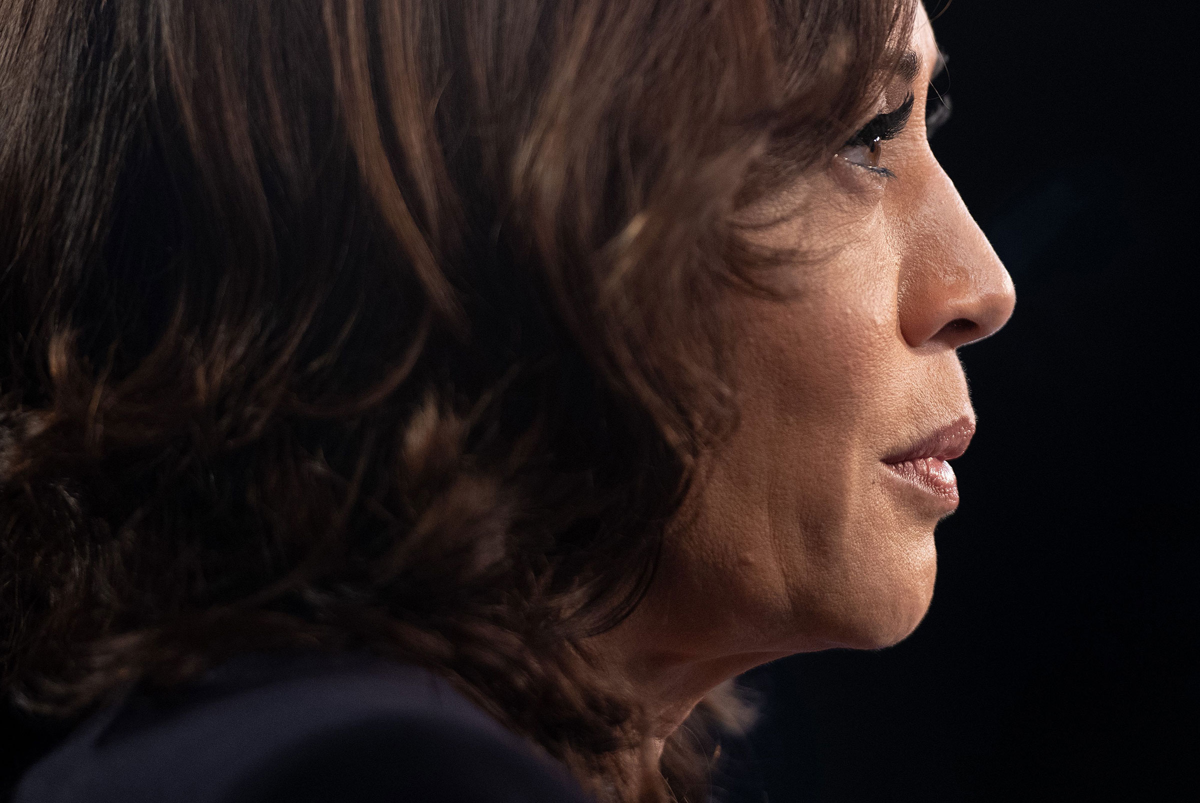 Sen. Kamala Harris in the Spin Room after the second Democratic primary debate of the 2020 presidential campaign. (Saul Loeb—AFP/Getty Images)