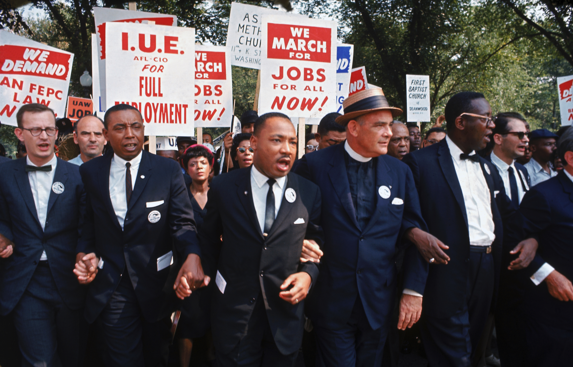 Leaders of the March on Washington for Jobs and Freedom. Left to right: Mathew Ahmann, Floyd McKissick, Martin Luther King Jr., Eugene Carson Blake and Cleveland Robinson (Robert W. Kelley—The LIFE Picture Collection / Getty Images)