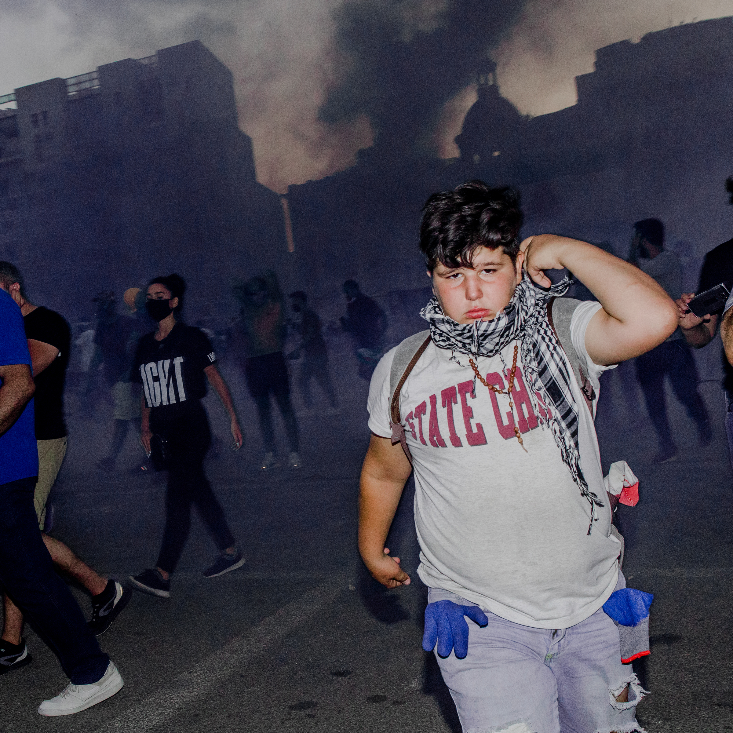 A young protester near Beirut's Martyrs' Square during the Aug. 8 demonstration.