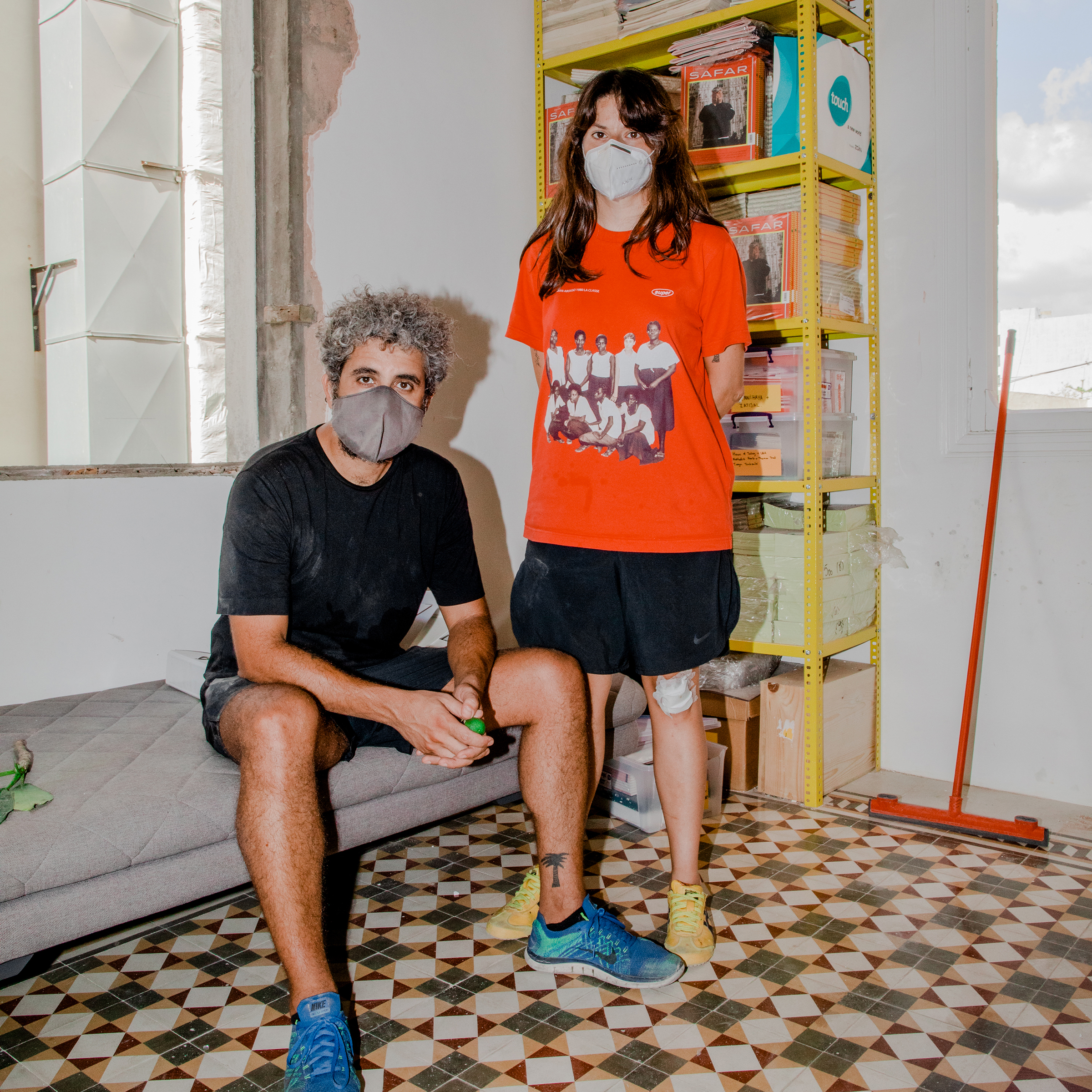 Hatem Imam and Maya Moumne of Studio Safar, a design and communications agency, photographed on Aug. 10. The explosion "effectively eradicated any semblance of normalcy, and with it any remnant of decency," the pair said in a statement. "The obscenity of the negligence of a state that knowingly stores 2,750 tons of highly explosive materials in its capital's port is only multiplied by this state's sickening lack of recourse in the aftermath."