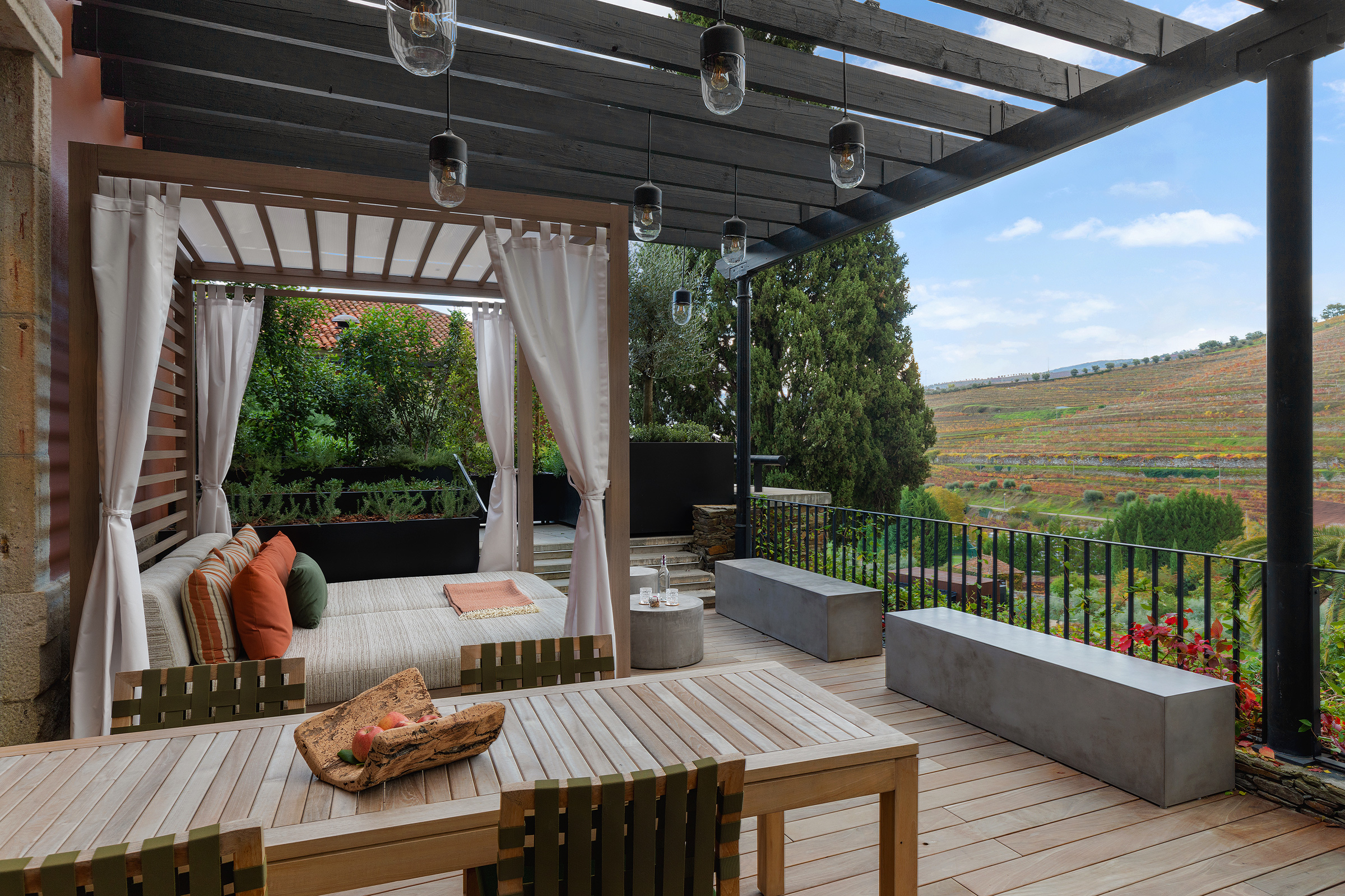 An outdoor resting spot at the Six Senses Douro Valley in Portugal (Courtesy Six Senses Douro Valley)