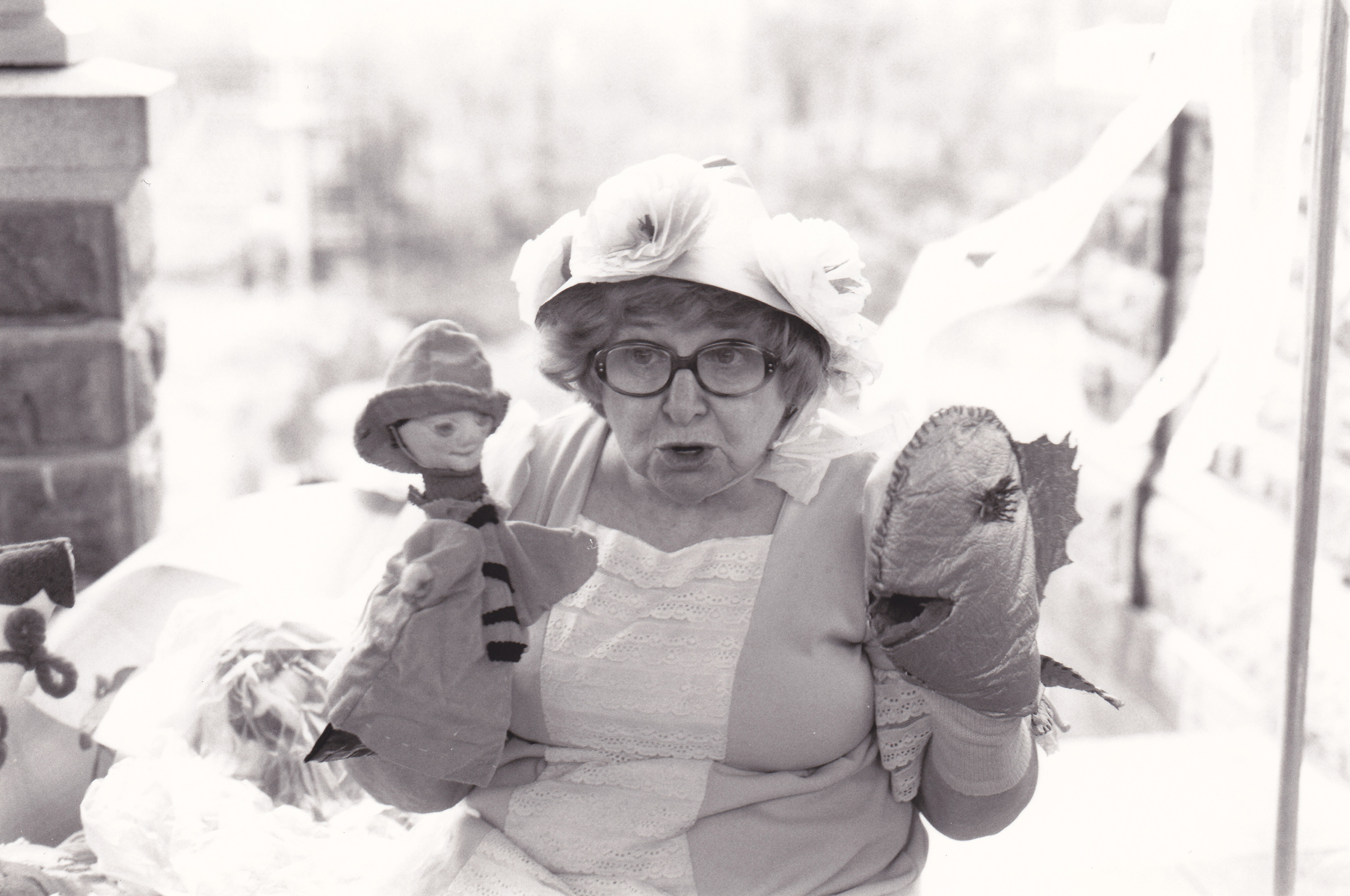 Bernice Silver with her puppets in Central Park in April, 1988 (Daniel E. Ungar)