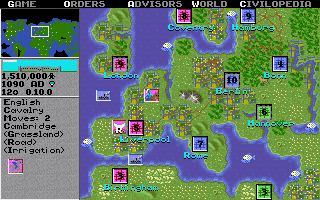 A screenshot from the original <em>Civilization</em>, released in 1991. (MicroProse)
