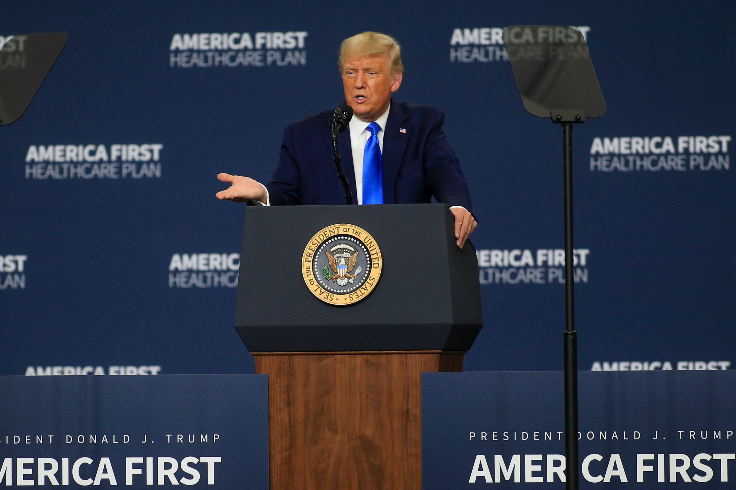 President Donald Trump delivers a speech about health care on Sept. 24, 2020 in Charlotte, North Carolina, less than six weeks before the November election.
