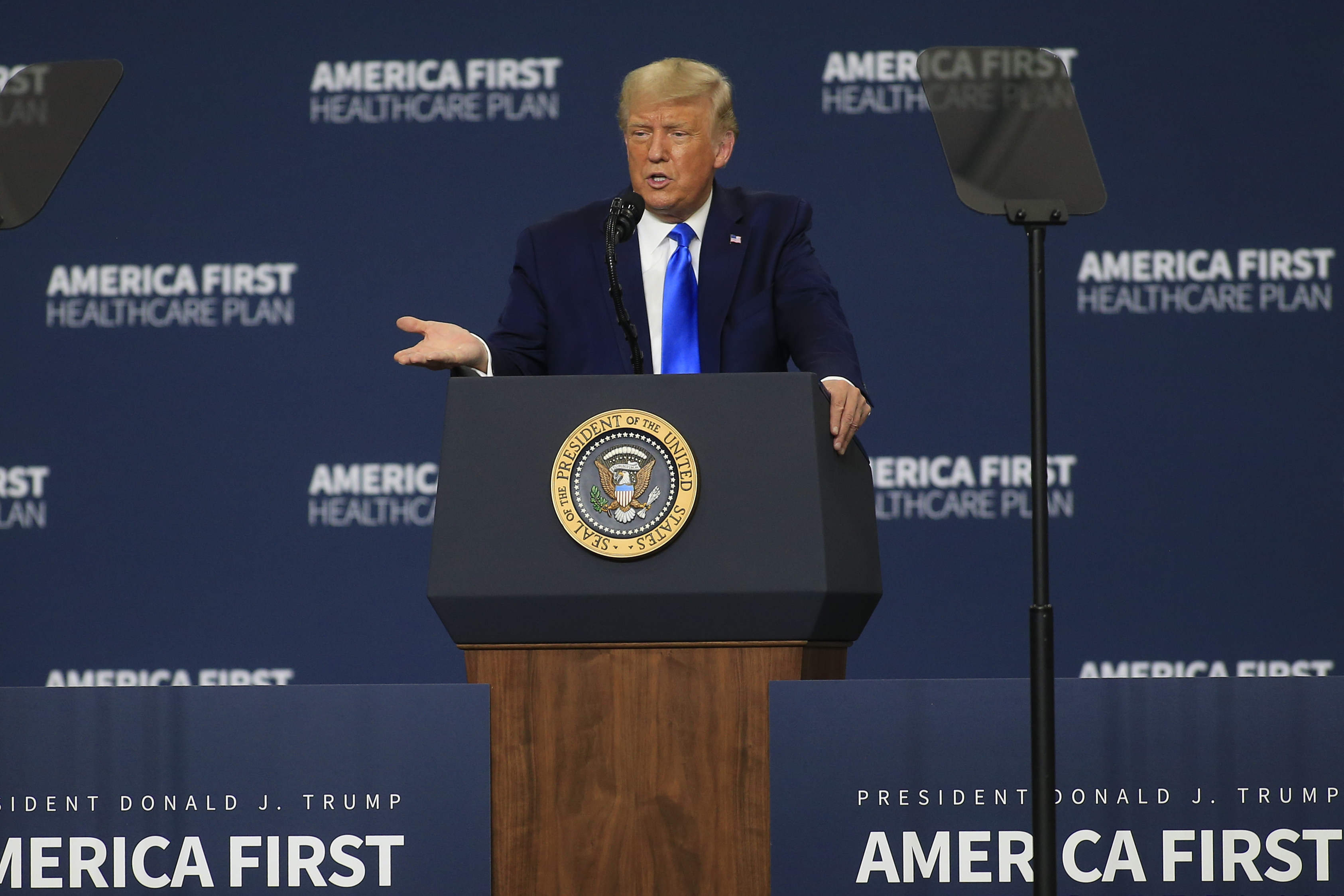 President Donald Trump delivers a speech about health care on Sept. 24, 2020 in Charlotte, North Carolina, less than six weeks before the November election. (Brian Blanco—Getty Images)