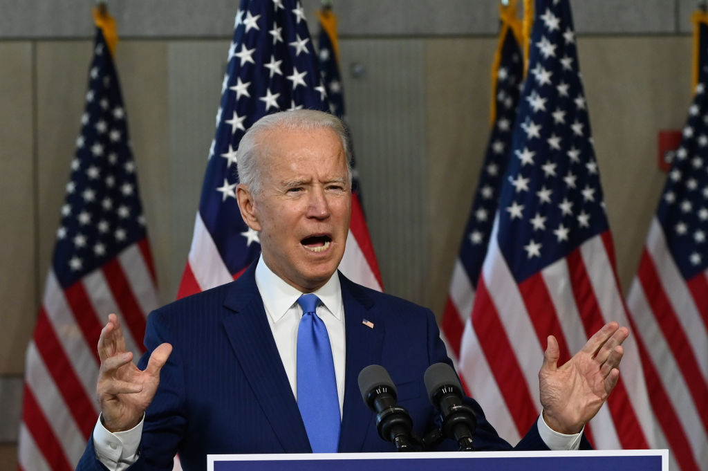 At the National Constitution Center in Philadelphia, Pennsylvania on Sept. 20, Democratic presidential nominee Joe Biden discussed the vacancy on the Supreme Court left by Justice Ruth Bader Ginsburg's death. (Roberto Schmidt—AFP/Getty Images)
