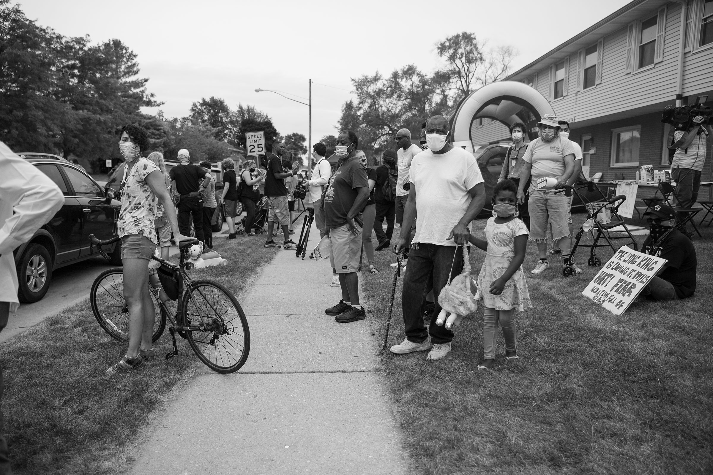 A peaceful gathering early Tuesday near the site where Jacob Blake was shot by police in Kenosha, Wis., on Sept. 1, 2020. (Patience Zalanga for TIME)