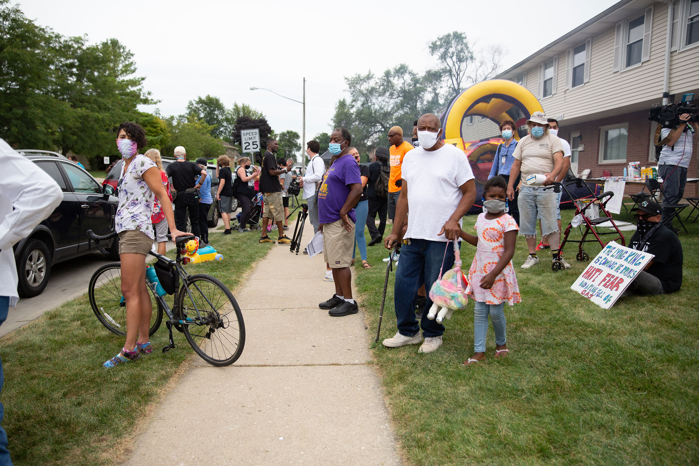 A peaceful gathering early Tuesday near the site where Jacob Blake was shot by police in Kenosha, Wis., on Sept. 1, 2020. (Patience Zalanga for TIME)