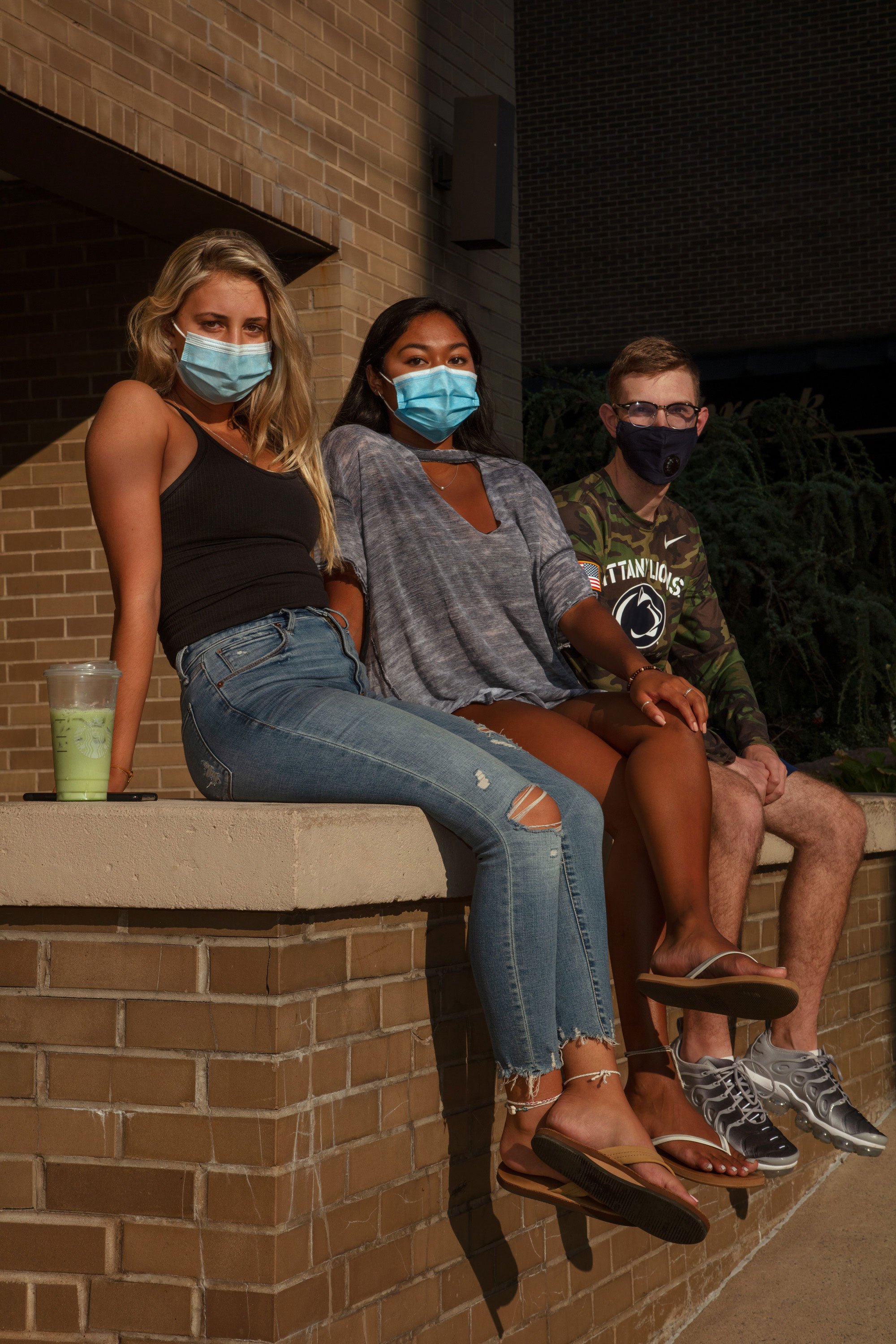 Michelle Mariette, 21, Senior. Liza Vecchiarello, 21, Senior Jordan Kalfon, 22, Senior “I’m personally kind of worried for my future and everyone else’s,” Vecchiarello says. “I’m a microbiology major, and I want to go into the medical research side of things. COVID is preventing me from attending a lot of these hands-on courses.” (Eva O'Leary for TIME)