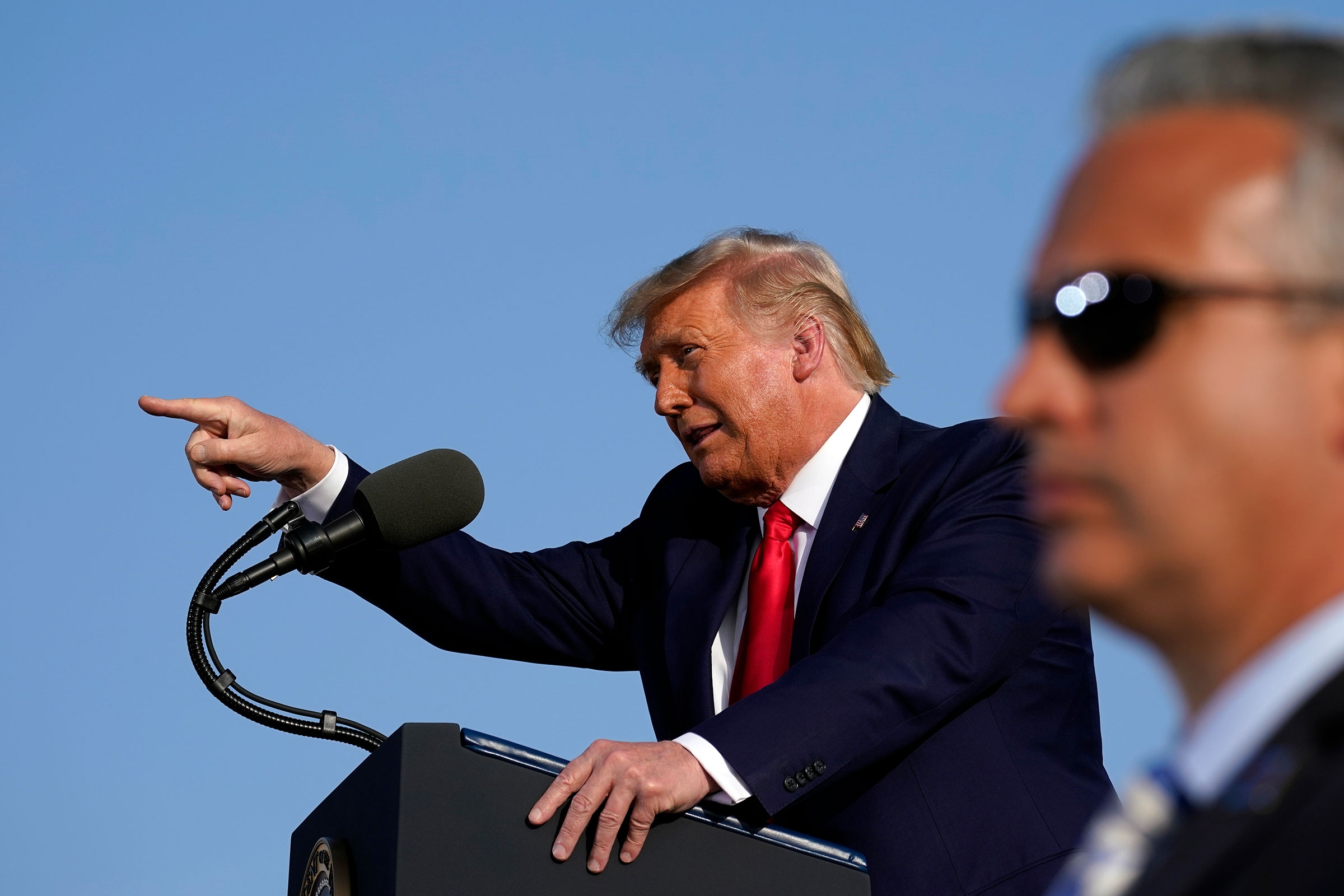 President Trump speaks during a campaign rally at Dayton International Airport, Sept. 21, 2020. (Alex Brandon—AP)