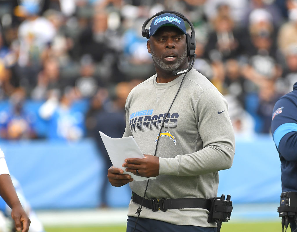 Head Coach Anthony Lynn of the Los Angeles Chargers on the sidelines in the first half of the game against the Oakland Raiders at Dignity Health Sports Park on Dec. 22, 2019 in Carson, Calif. (Jayne Kamin-Oncea–Getty Images)