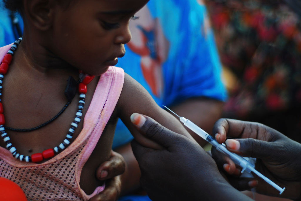 A nurse vaccinating a baby boy in Djibouti City, Djibouti. (Stephanie Rabemiafara/Art in All—Getty Images)