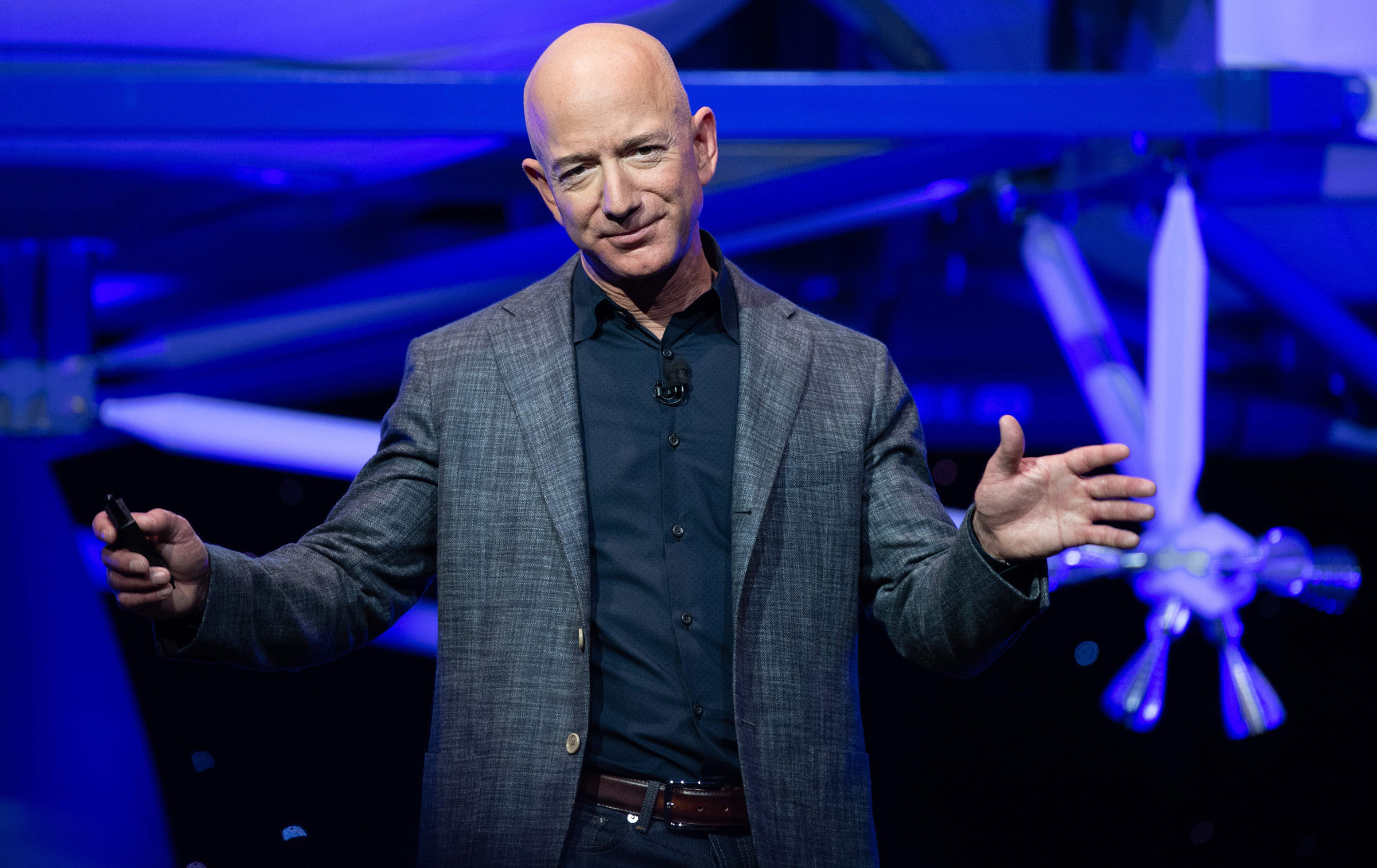 Amazon CEO Jeff Bezos announces Blue Moon, a lunar landing vehicle for the Moon, during an event in Washington, DC, on May 9, 2019. (Saul Loeb—AFP/Getty Images)