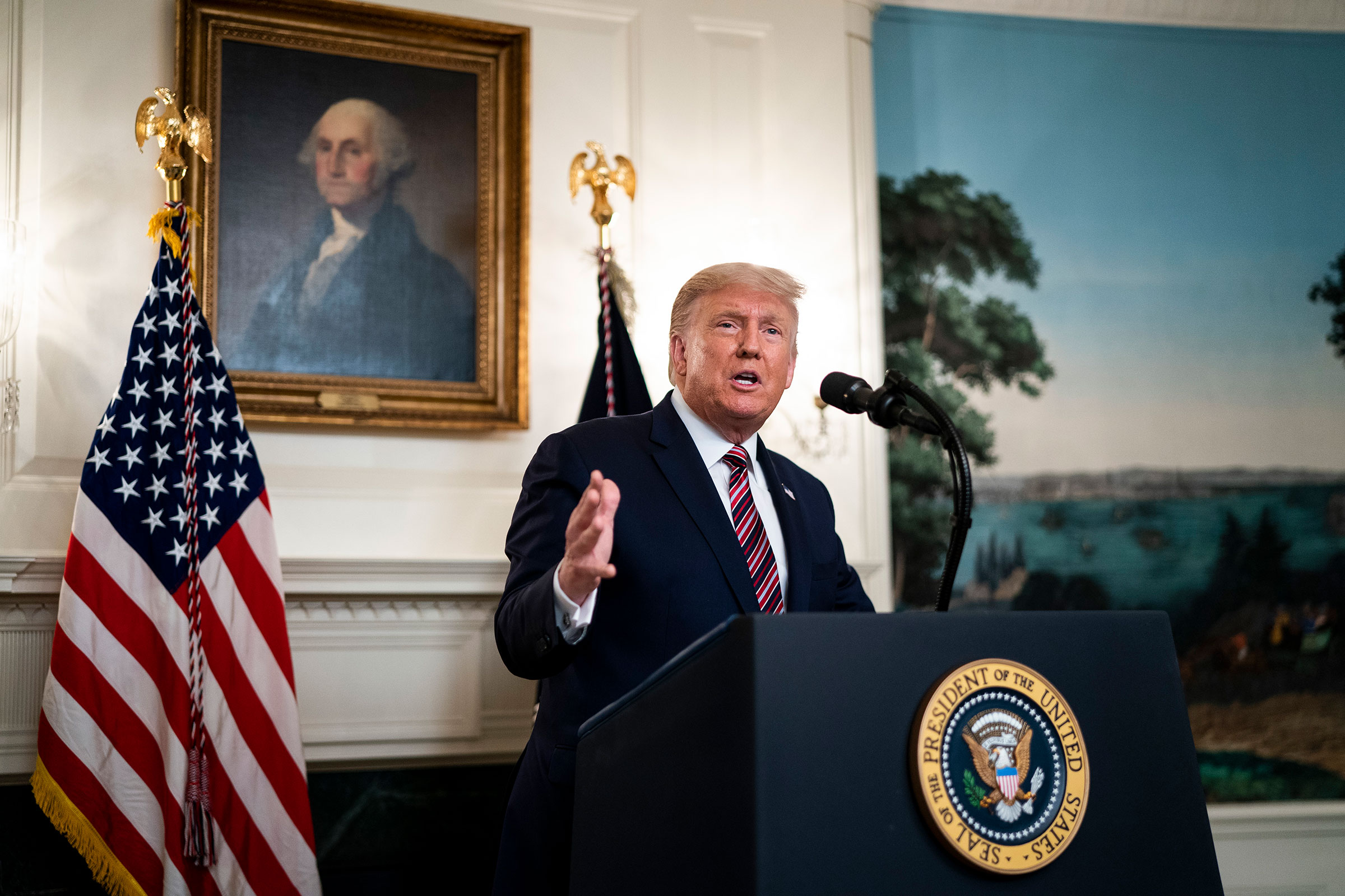 President Donald Trump announces his list of potential Supreme Court nominees in the Diplomatic Reception Room of the White House on Sept. 9, 2020. (Doug Mills—Pool/Getty Images)