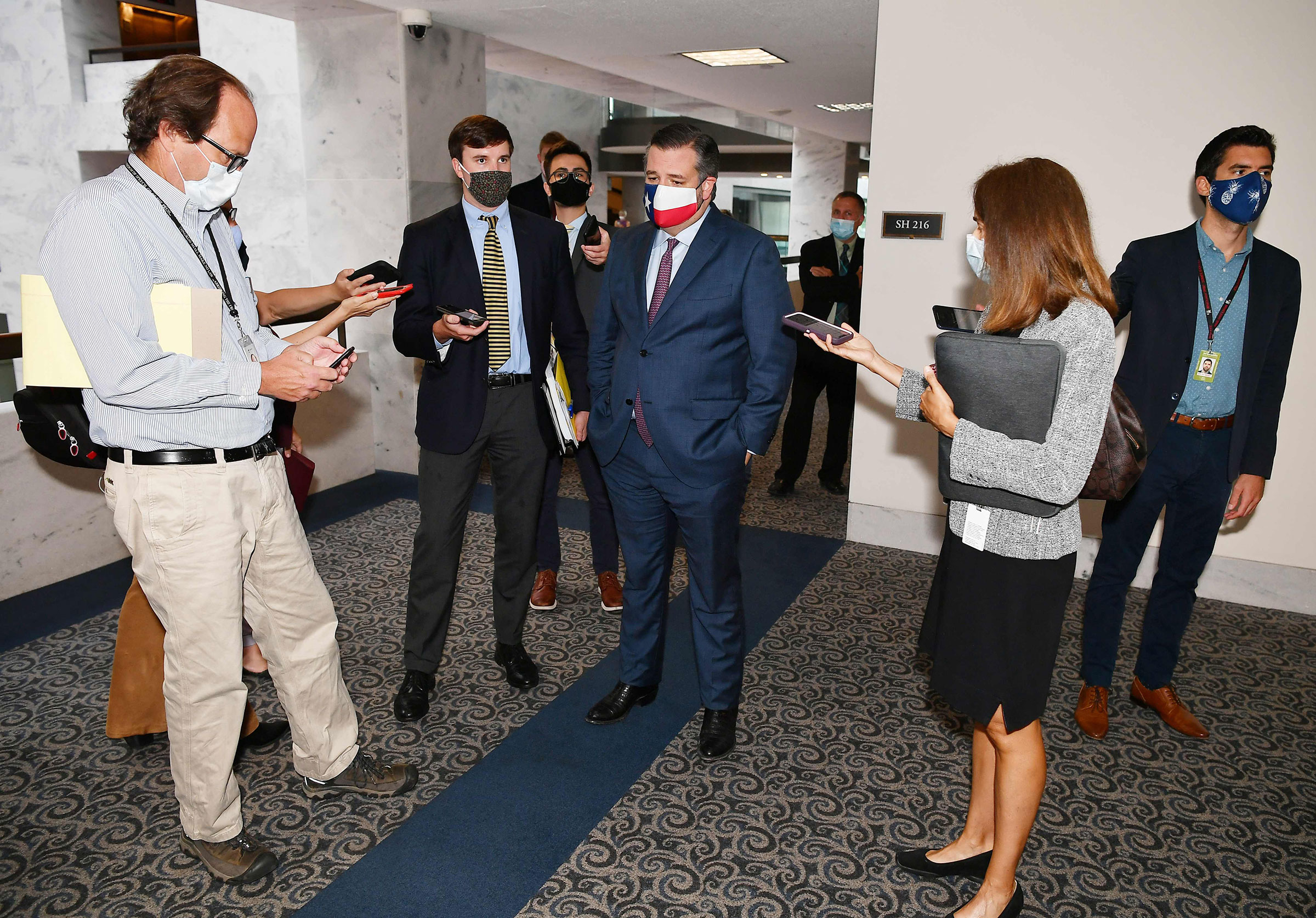 Senator Ted Cruz arrives for the Senate Republican luncheon at the Hart Senate Office Building on Capitol Hill on Aug. 4, 2020.