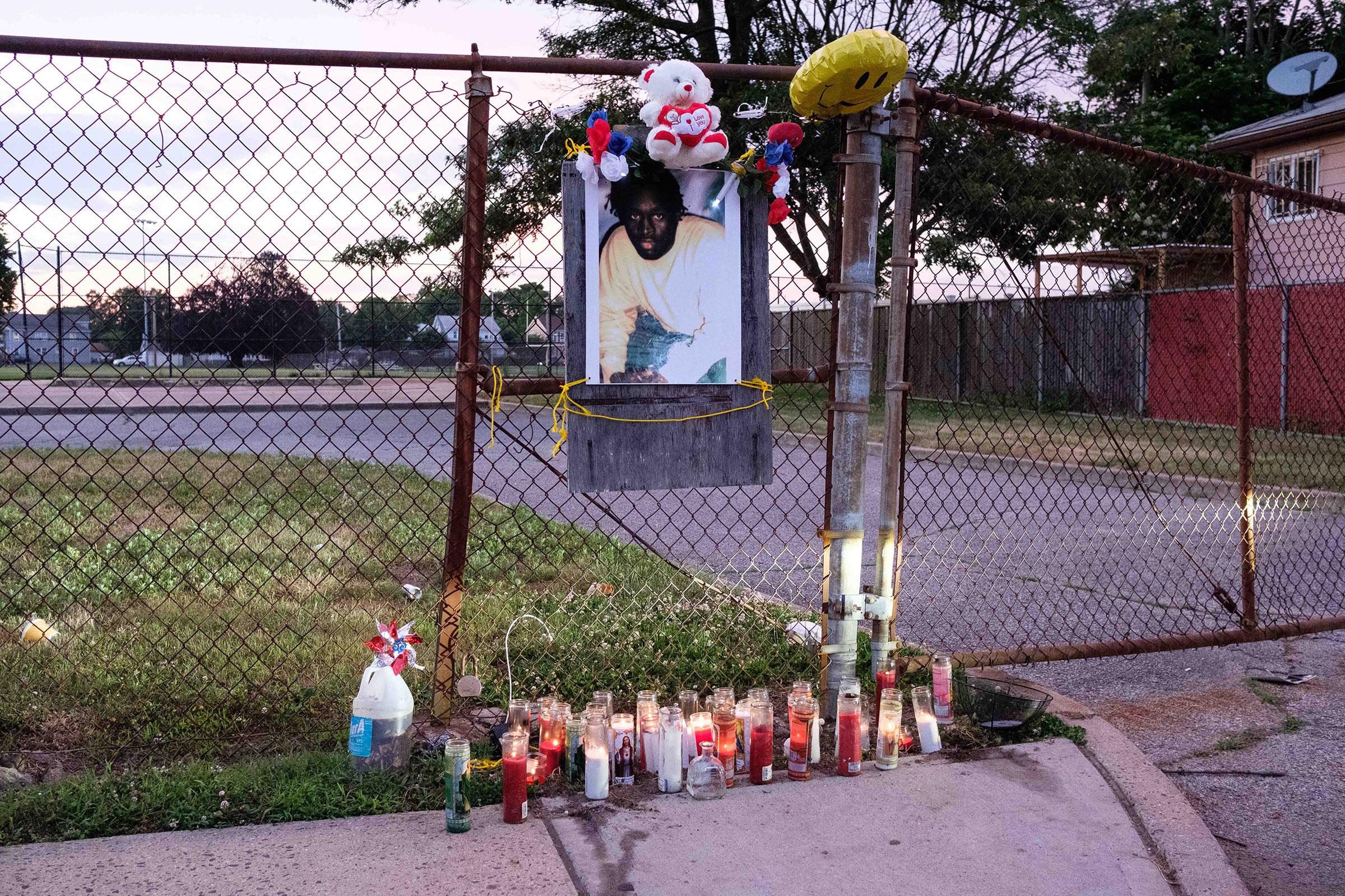 A memorial, in honor of Jamel Floyd, is placed at Kennedy Memorial Park in Hempstead, N.Y., where Jamel grew up playing baseball. (Yuki Iwamura)