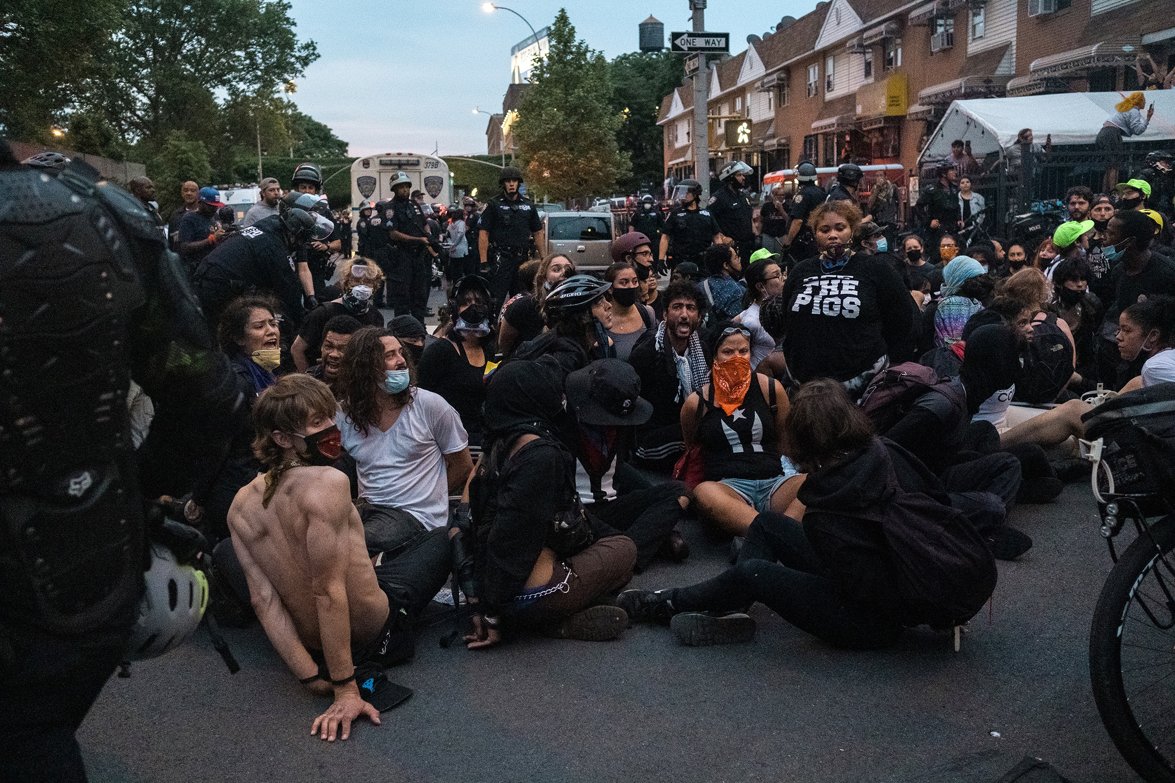 Demonstrators after being detained by police officers during a protest against the death of George Floyd in Mott Haven, the Bronx, on June 4, 2020 (Gabriela Bhaskar—The New York Times/Redux)
