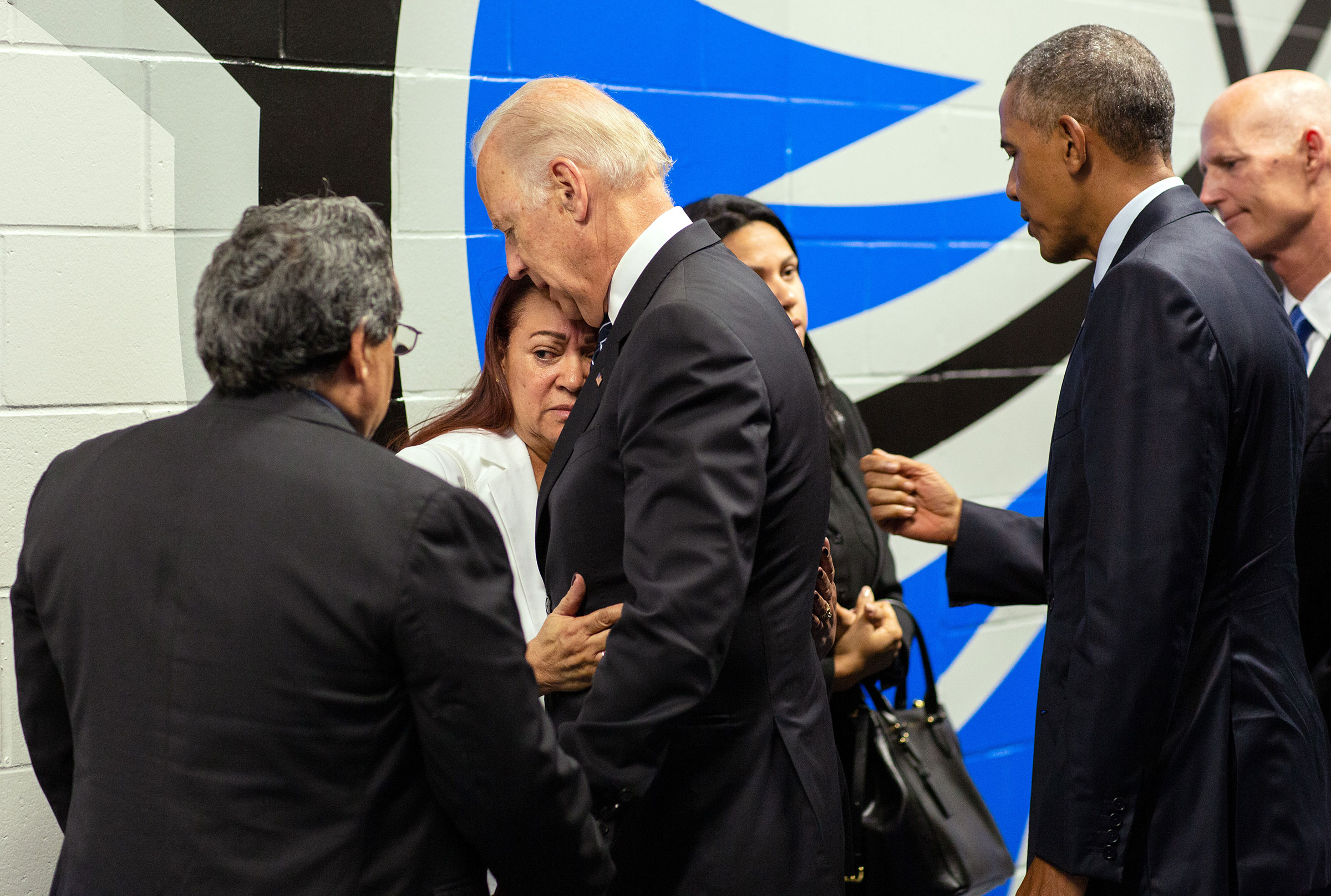 President Barack Obama and Vice President Joe Biden arrive at the Amway Center in Orlando, on June 16, 2016.