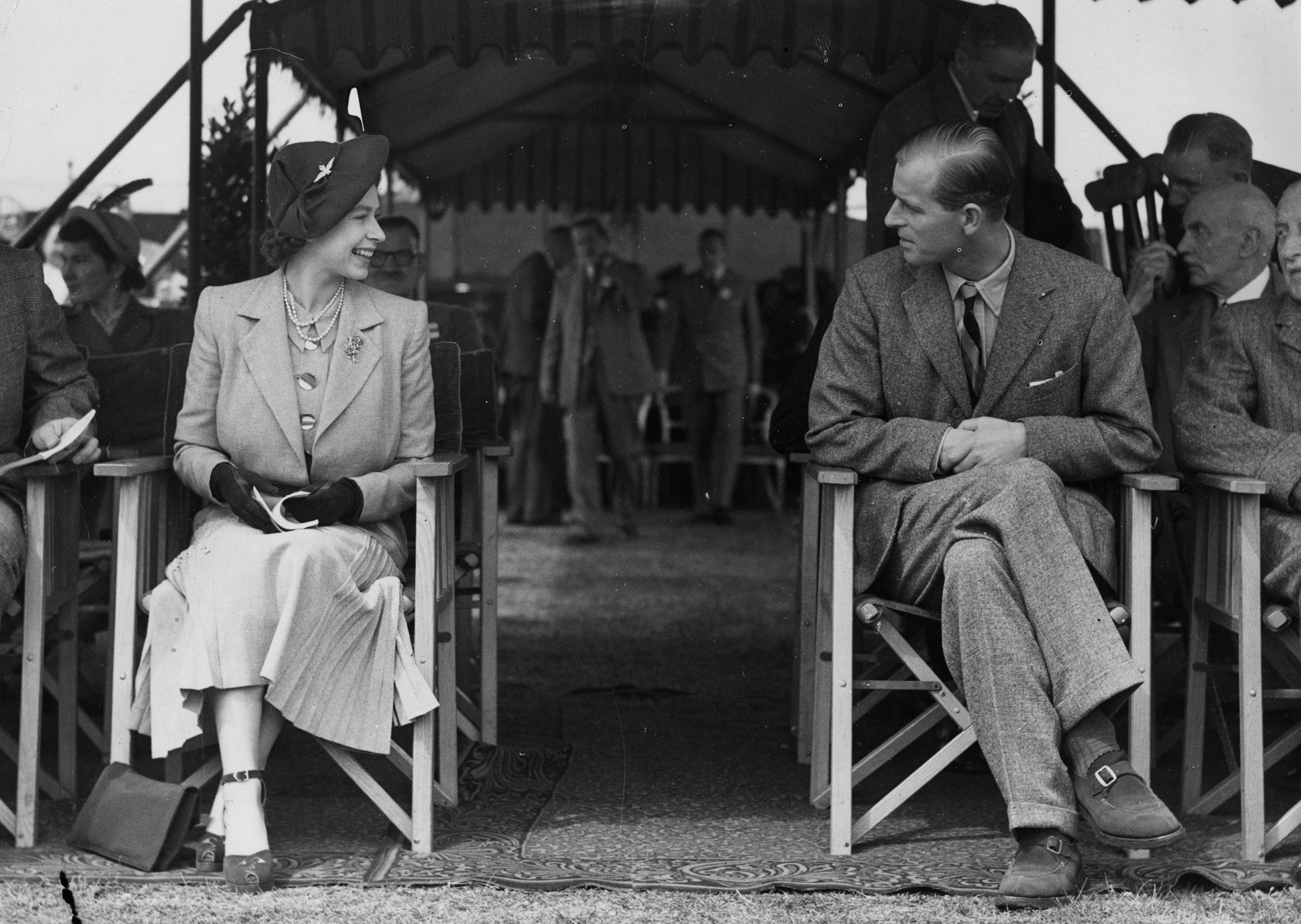 Princess Elizabeth and the Duke of Edinburgh attending the Royal Horse Show at Windsor on May 12, 1949.