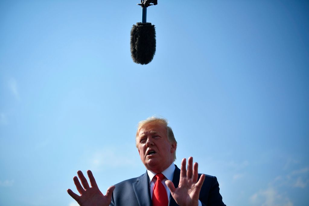 Trump returns to Washington after spending the weekend at his Bedminster golf resort in July 2019. (MANDEL NGAN/AFP via Getty Images)