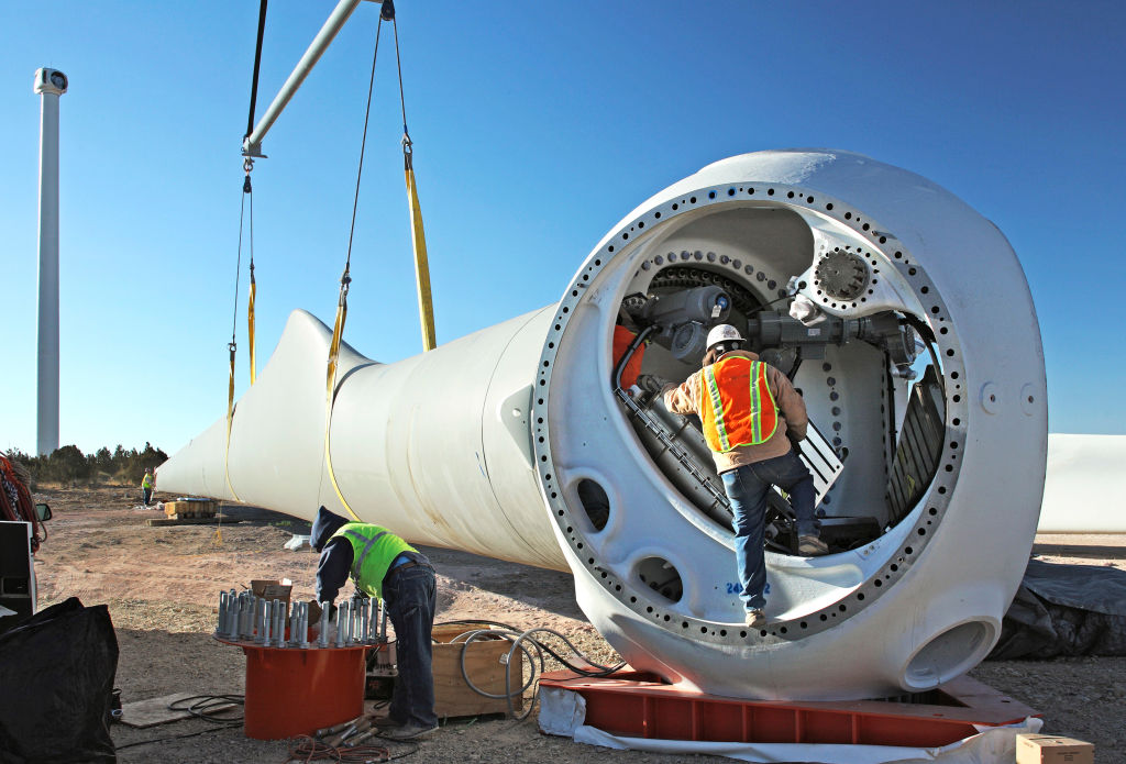 Wind turbine construction in New Mexico (Jeff Barger—Getty Images/Avalon)