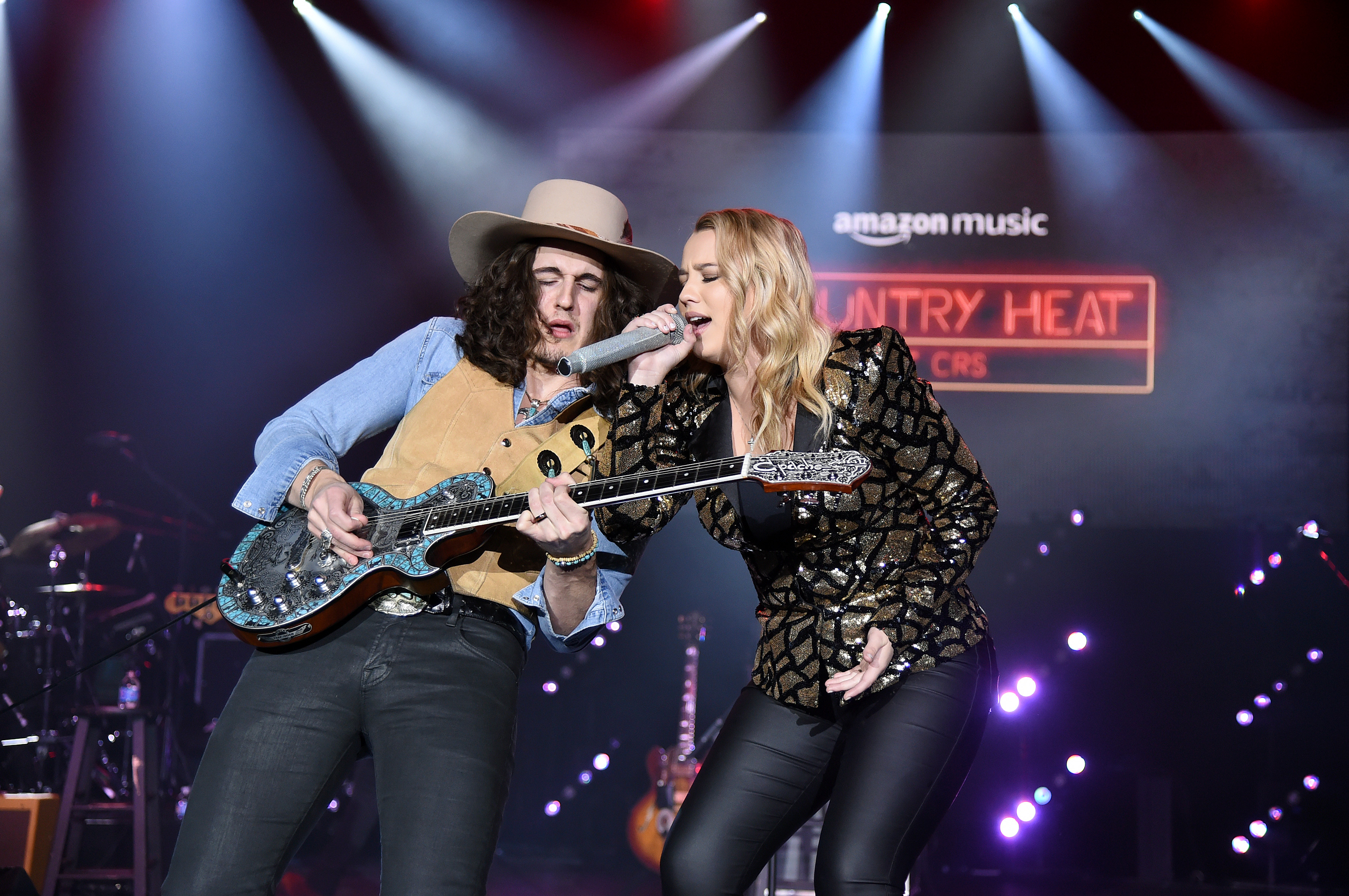 Gabby Barrett, right, performs in February in Nashville, Tennessee. (Photo by John Shearer/Getty Images for Amazon Music)