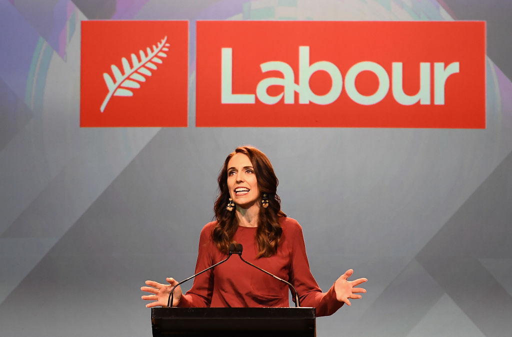 New Zealand Prime Minister Jacinda Ardern claims victory after her Labour Party won a landslide victory on Saturday, Oct. 17, 2020. She will be the first prime minister under New Zealand's government current system who will be able to govern without the help of other coalition parties, giving her almost unprecedented new power. (Hannah Peters–Getty Images)