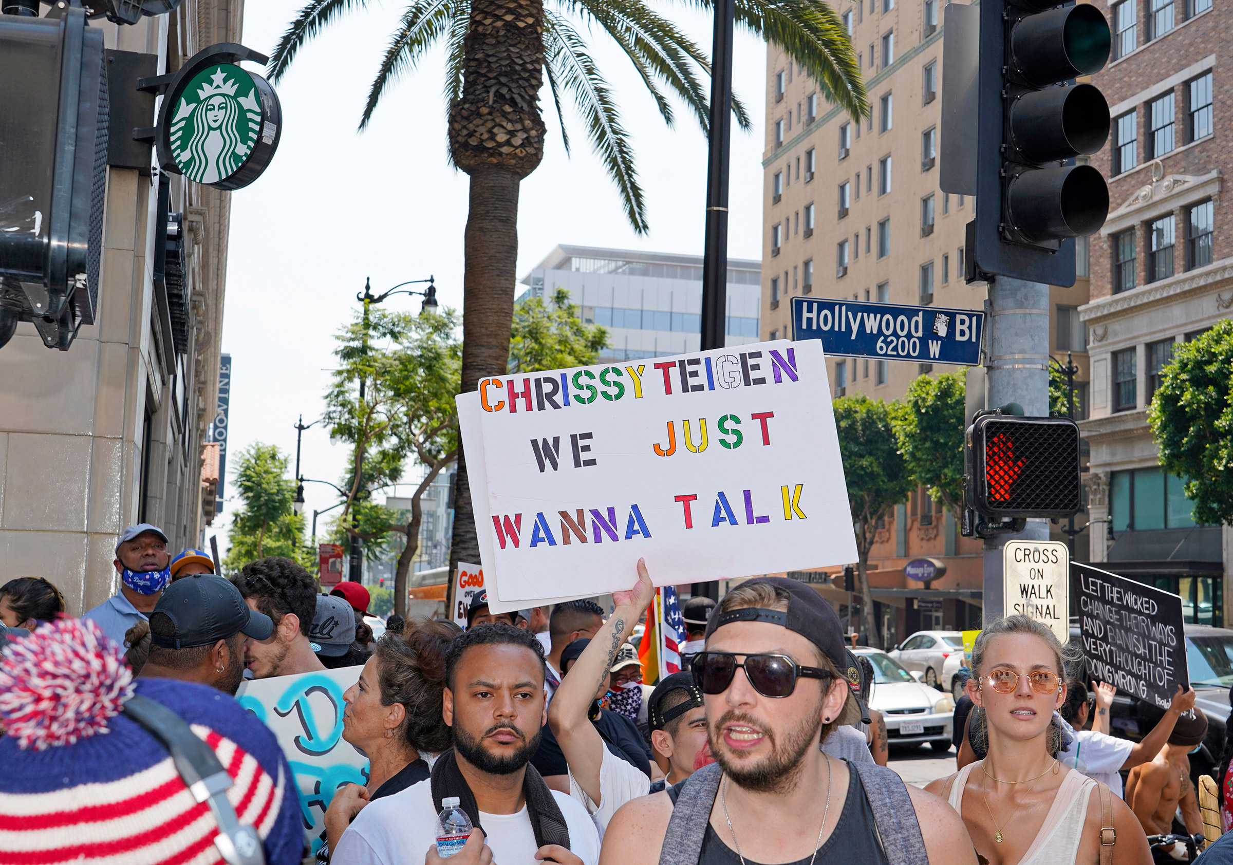 Protesters at a Save Our Children rally in Los Angeles, Aug. 22, 2020. (Jamie Lee Curtis Taete)