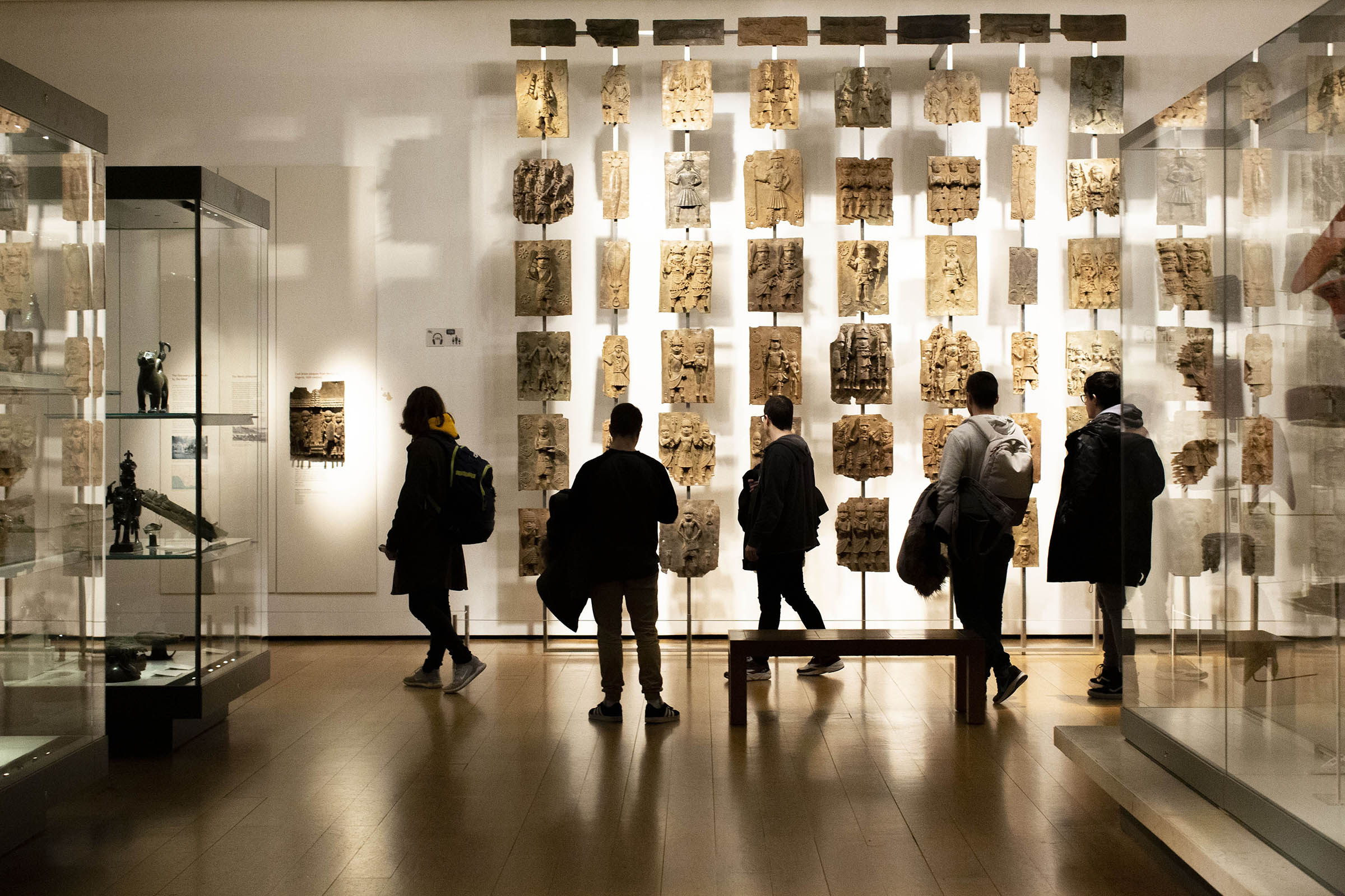 A display of Benin Bronzes at the British Museum in London, Dec. 10, 2019. (Lauren Fleishman/The New York Times)