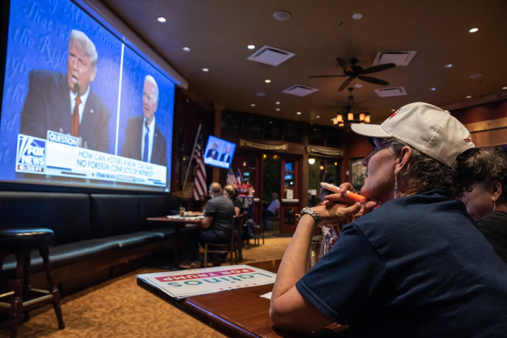 Rhonda Marquardt watches the final presidential debate between President Donald Trump and former Vice President Joe Biden on October 22, 2020 in San Antonio, Texas. (Sergio Flores—Getty Images)