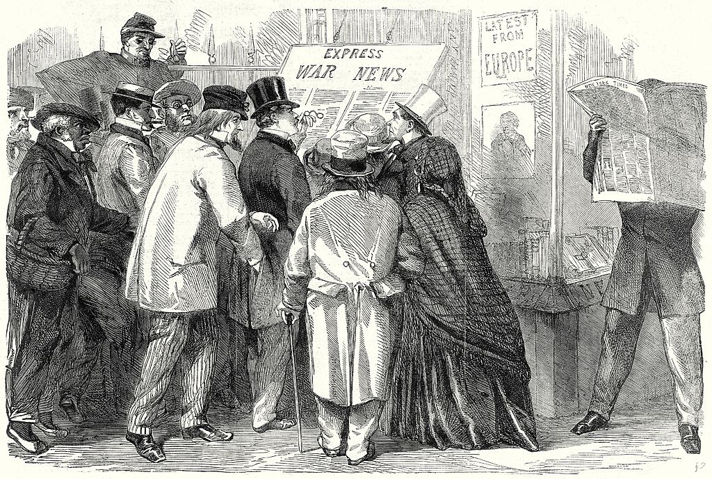 "Reading the War News in Broadway, New York," June 15, 1861 (Universal Images Group via Getty)