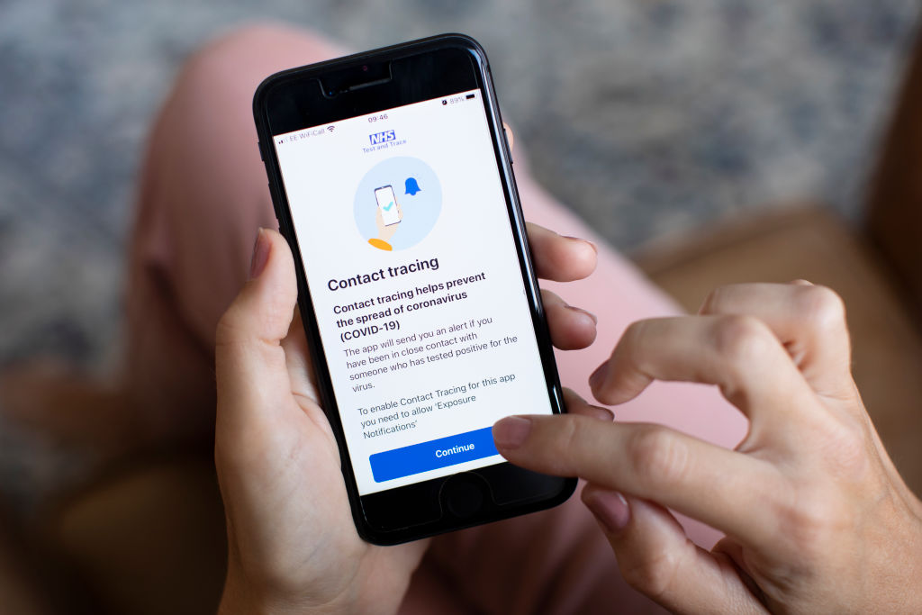 The new contact tracing app for England and Wales, on September 24, 2020. (Dan Kitwood/Getty Images)